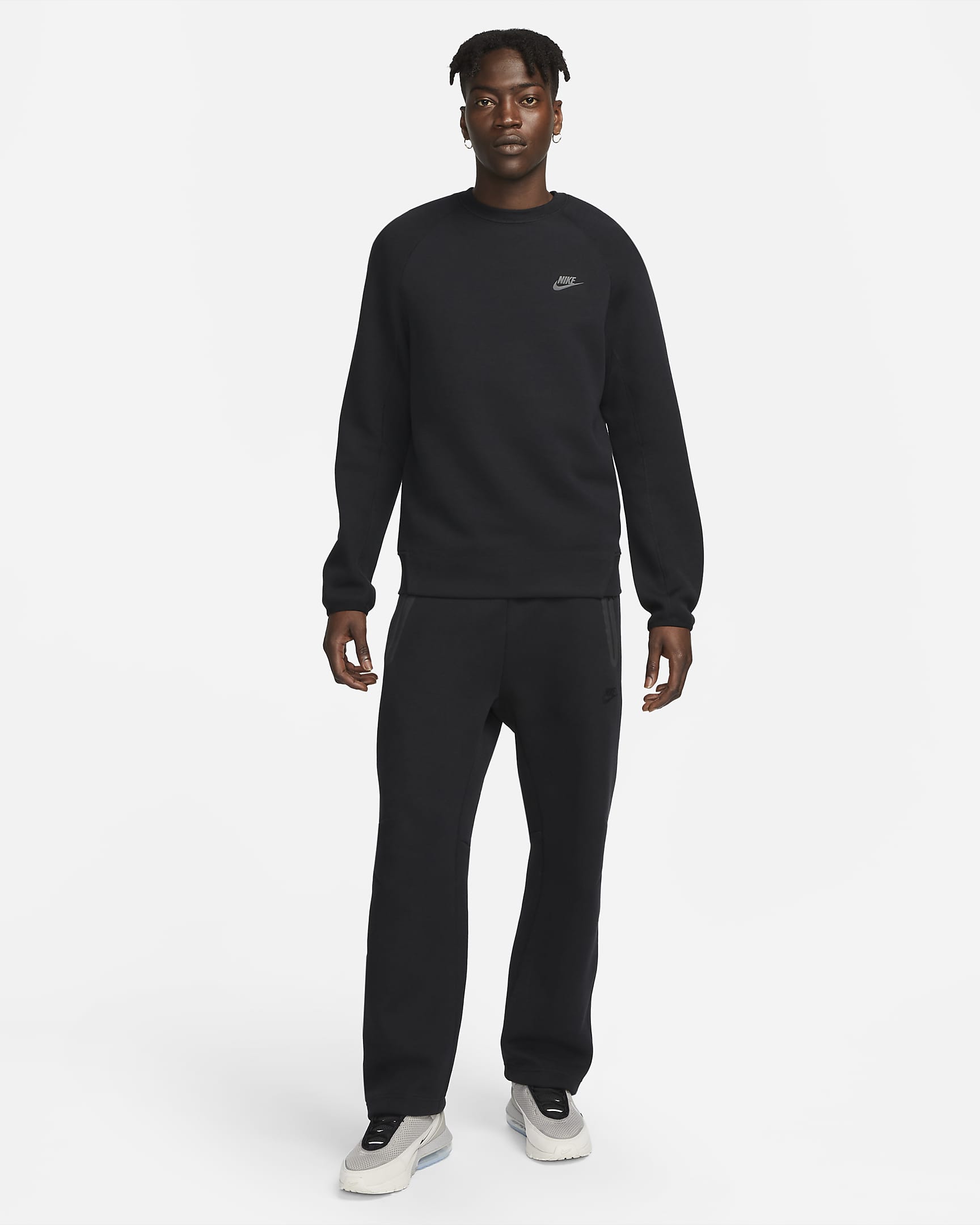 Pánská mikina s kulatým výstřihem Nike Sportswear Tech Fleece - Černá/Černá