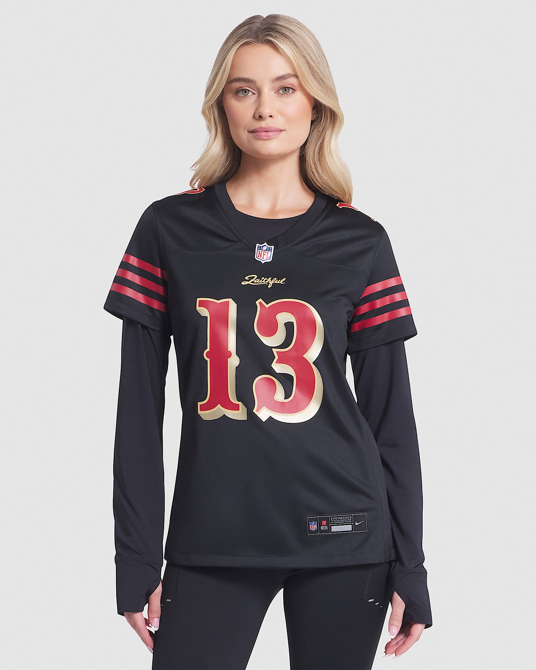 Jersey Nike de la NFL Game para mujer Brock Purdy San Francisco 49ers Rivalries Collection - Negro