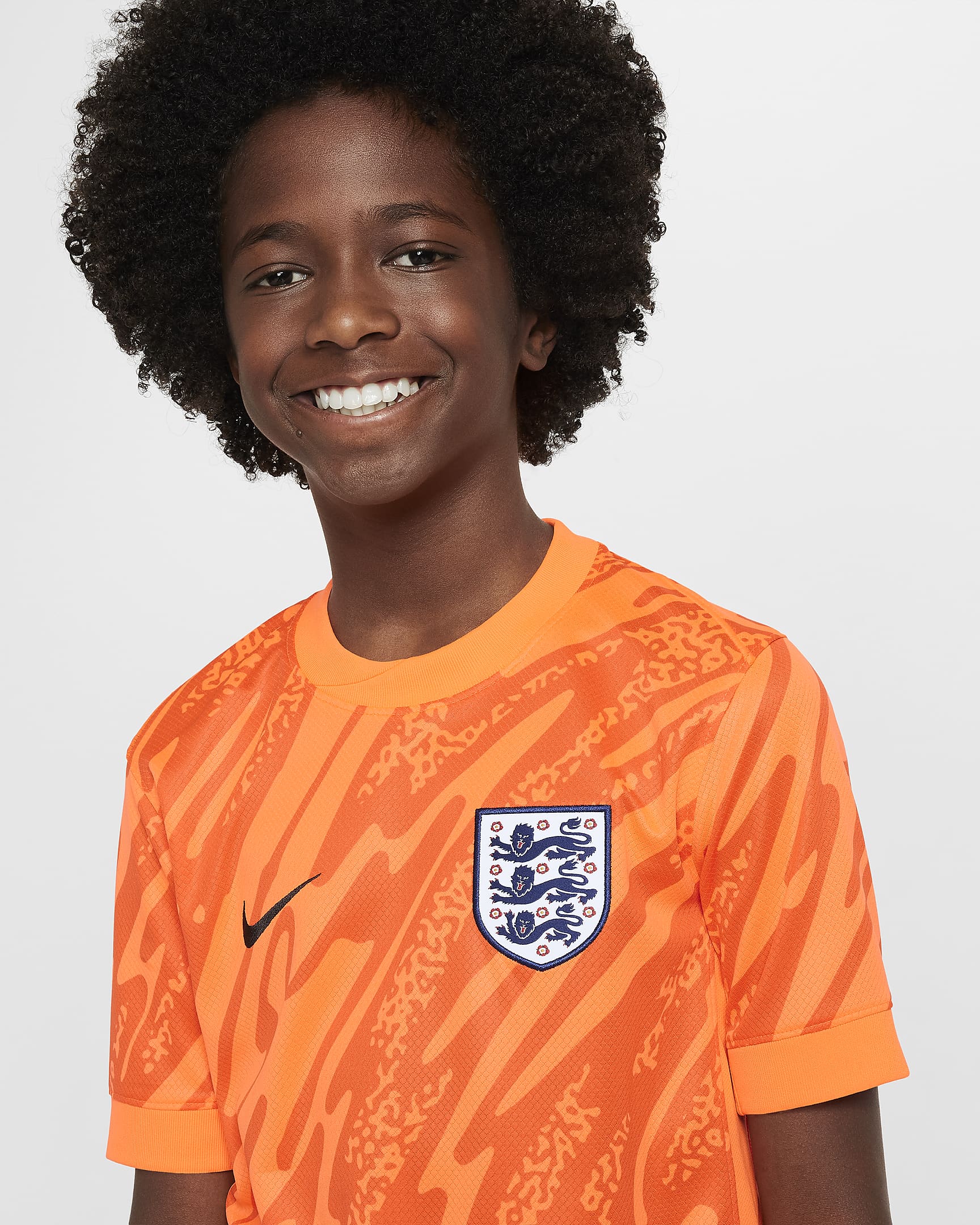 England (Women's Team) 2024/25 Stadium Goalkeeper Older Kids' Nike Dri-FIT Football Replica Short-Sleeve Shirt - Total Orange/Safety Orange/Safety Orange/Black