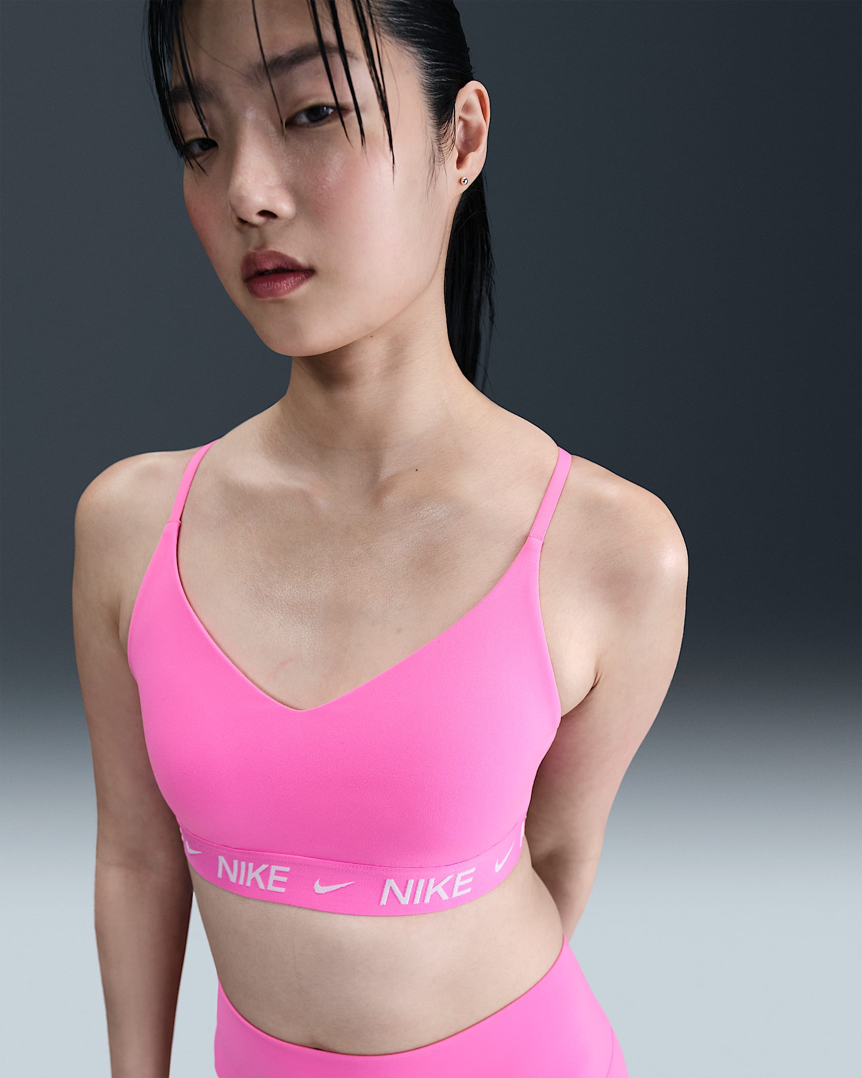 Nike Indy Light-Support Women's Padded Adjustable Sports Bra - Playful Pink