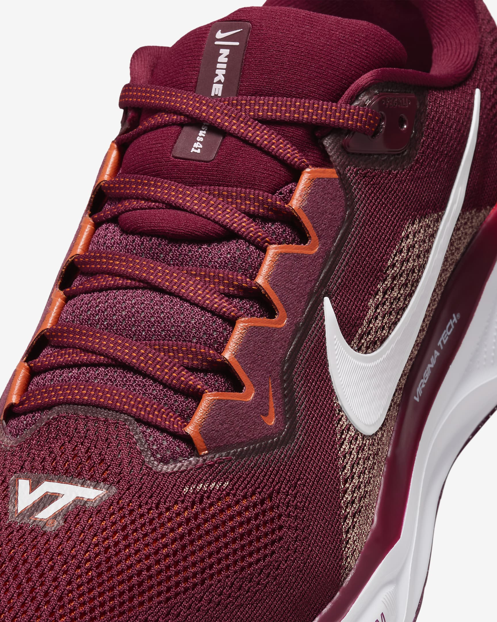 Virginia Tech Pegasus 41 Men's Nike College Road Running Shoes - Deep Maroon/White/University Orange/White