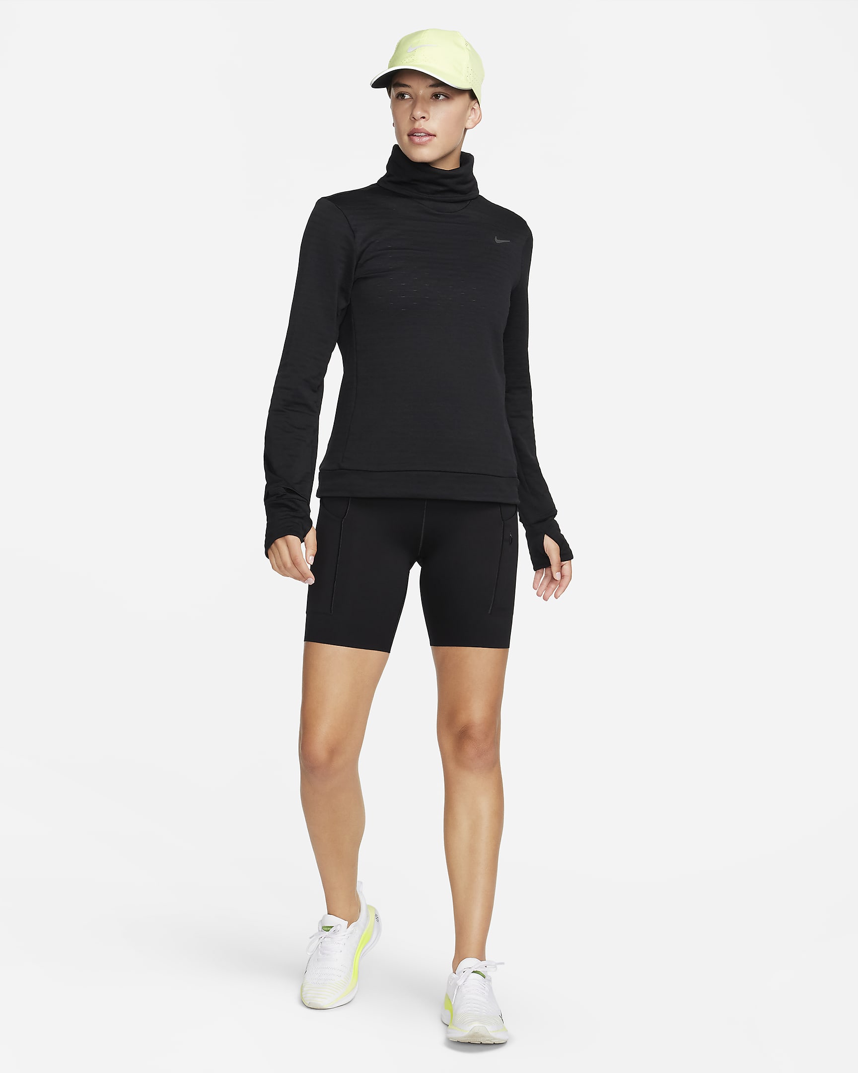 Playera de cuello de tortuga de running para mujer Nike Therma-FIT Swift Element - Negro