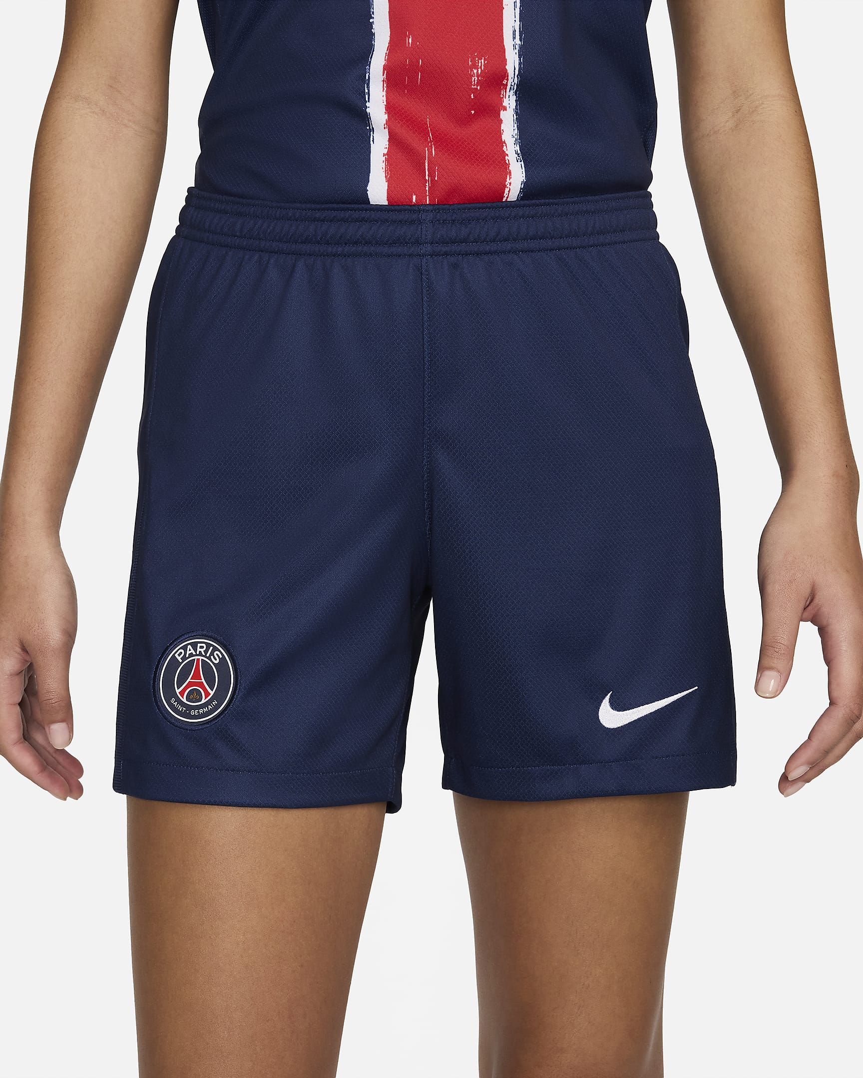 Paris Saint-Germain 2023/24 Stadyum İç Saha Nike Dri-FIT Kadın Futbol Taraftar Şortu - Midnight Navy/Beyaz