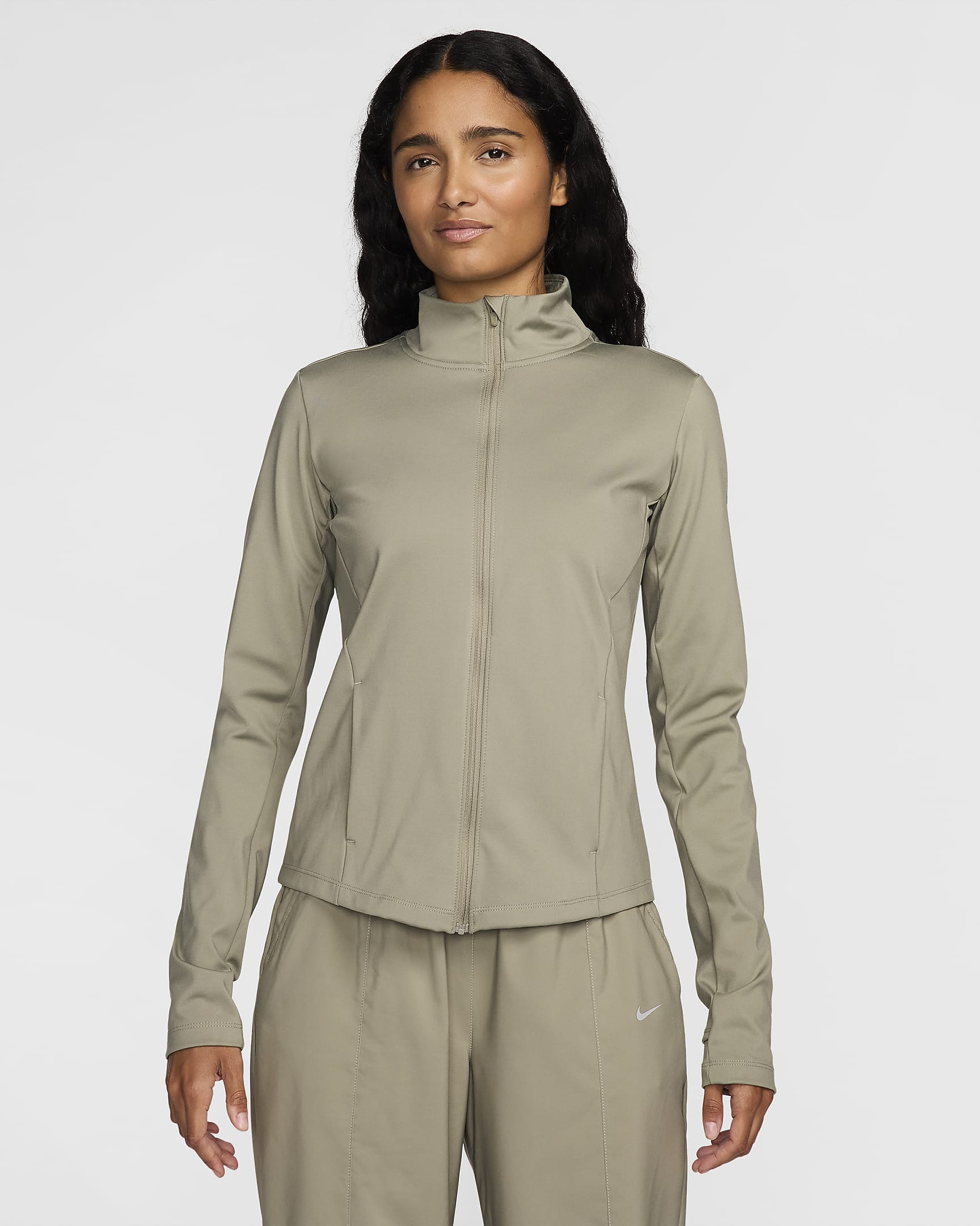 Capa media Dri-FIT de cierre completo para mujer Nike One - Militar claro/Negro