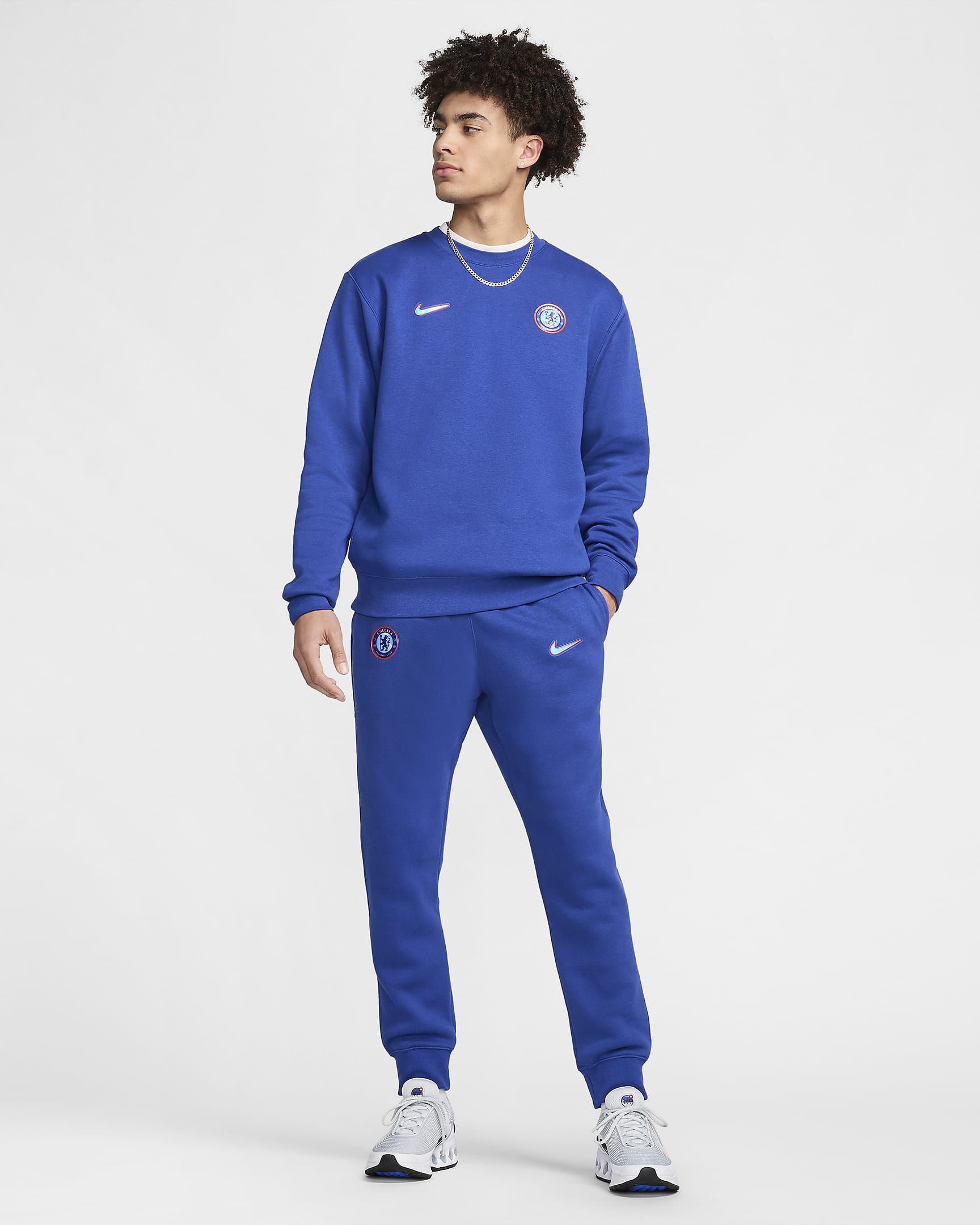 Calças desportivas de futebol Nike Club Chelsea F.C. para homem - Azul Rush/Branco