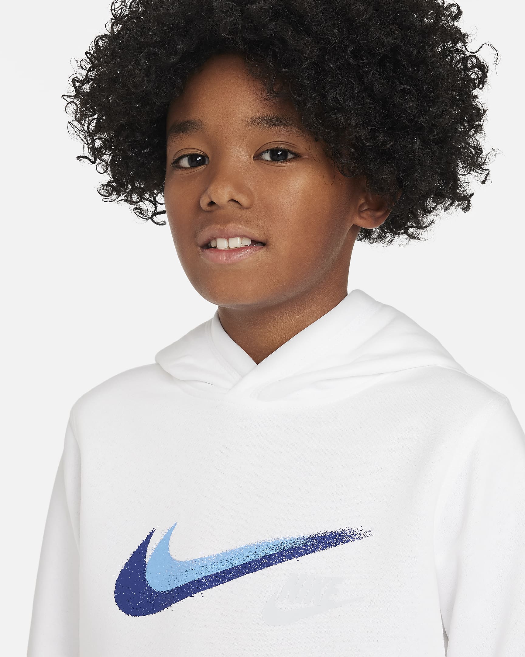 Nike Sportswear Older Kids' (Boys') Fleece Pullover Graphic Hoodie - White