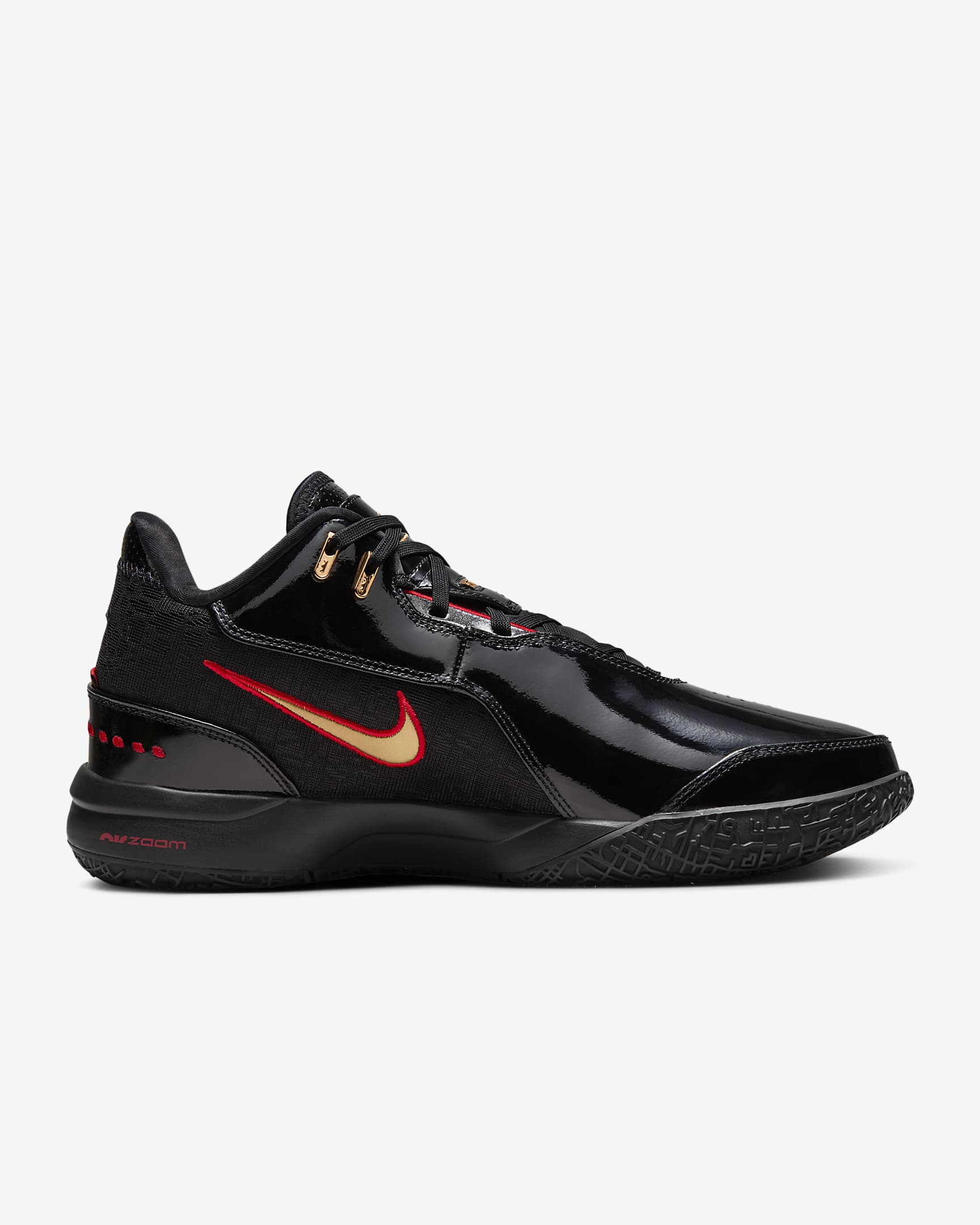 LeBron NXXT Gen AMPD EP Basketball Shoes - Black/University Red/Metallic Gold