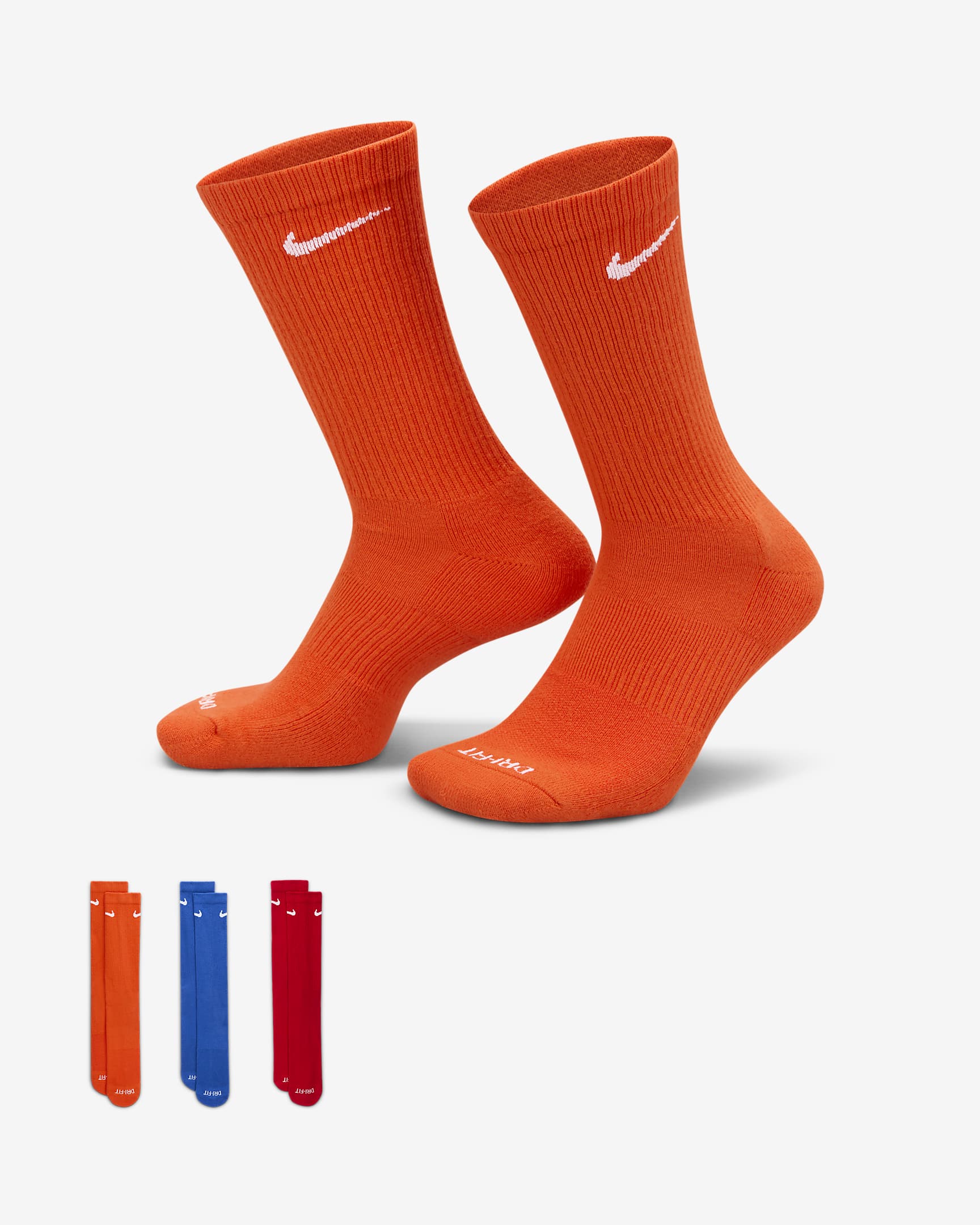 Nike Everyday Plus Cushioned Training Crew Socks (3 Pairs) - Multi-Colour