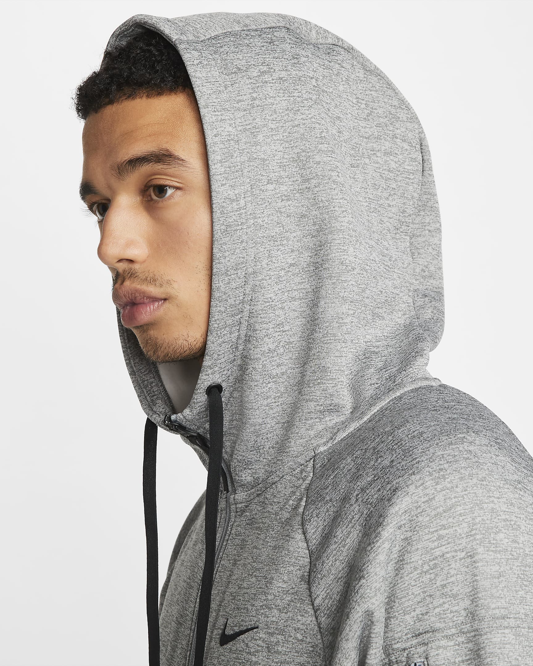 Nike Therma Men's Therma-FIT Full-Zip Fitness Top - Dark Grey Heather/Particle Grey/Black