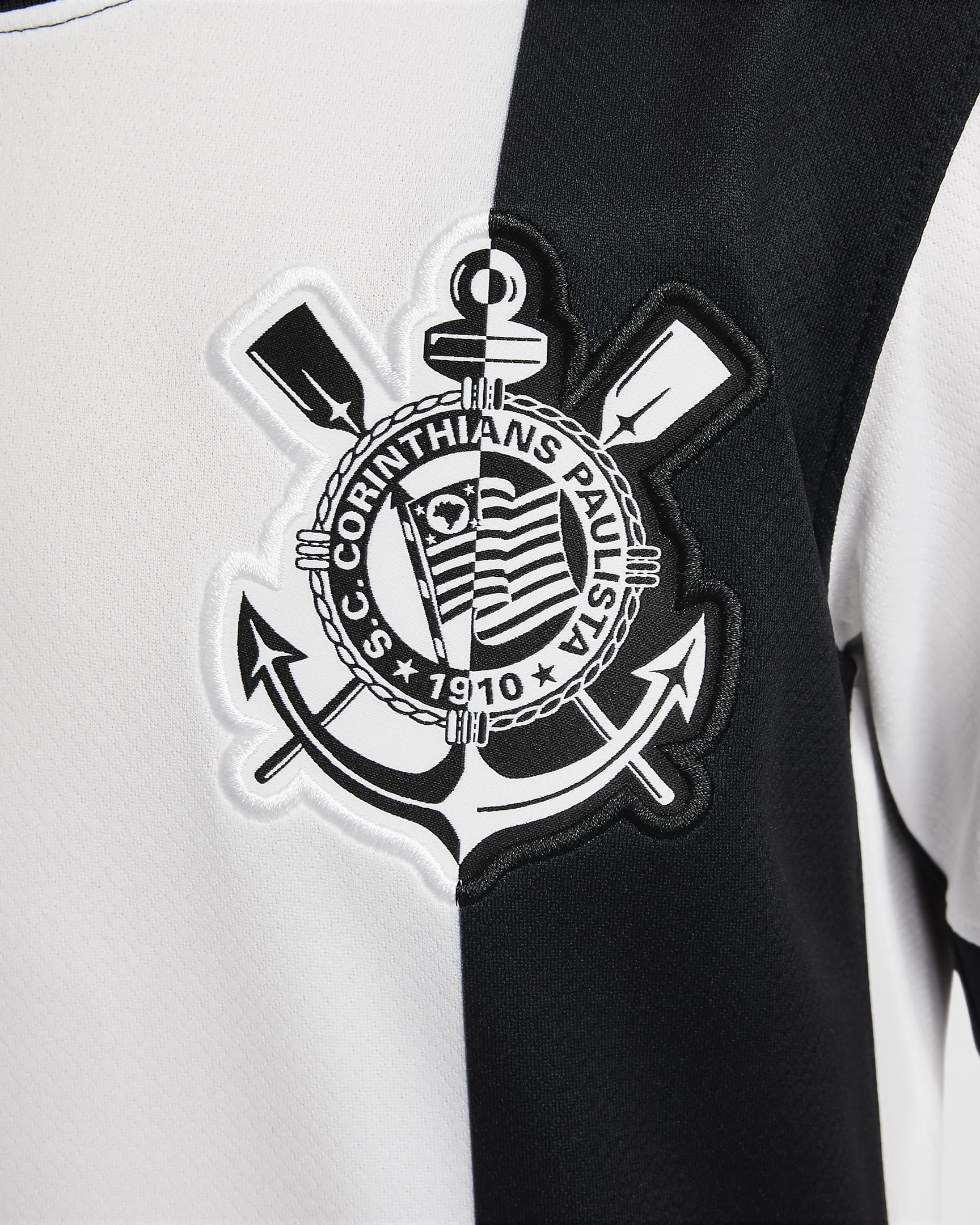 S.C. Jersey de fútbol Nike Dri-FIT Replica del S.C. Corinthians alternativo 2024/25 Stadium para niños talla grande - Blanco/Negro