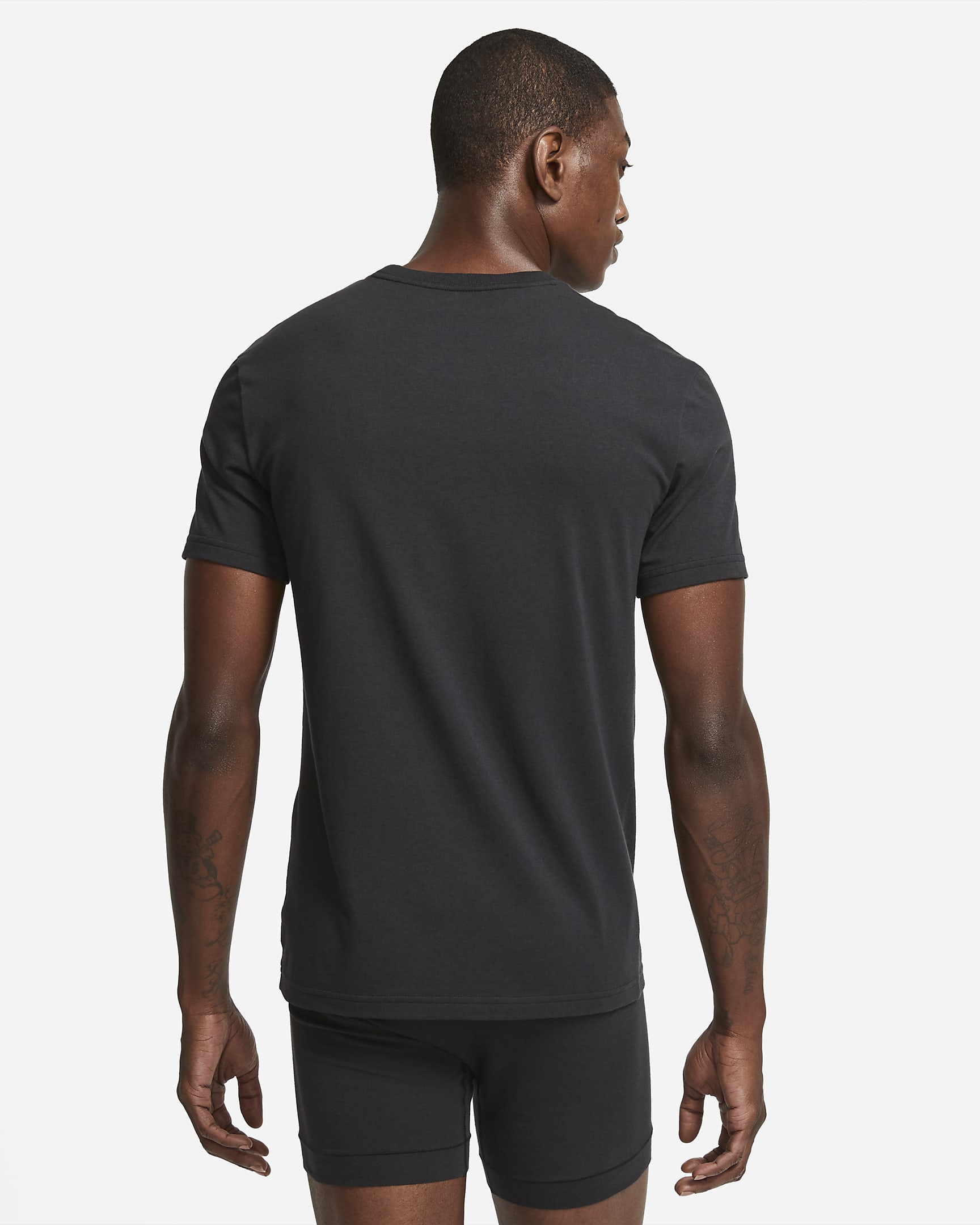 Nike Everyday Cotton Stretch Men's Slim Fit Crew-Neck Undershirt (2-Pack) - Black/Black