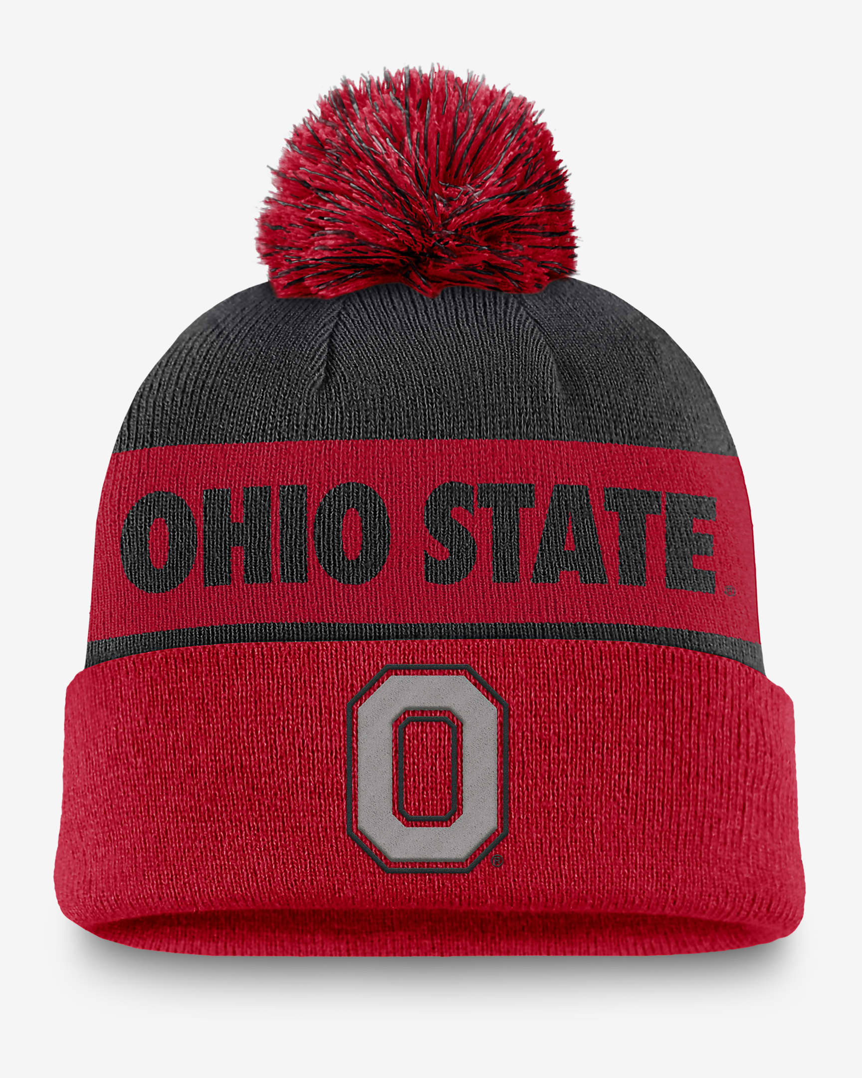 Ohio State Buckeyes Primetime Peak Men's Nike College Cuffed Pom Beanie - University Red