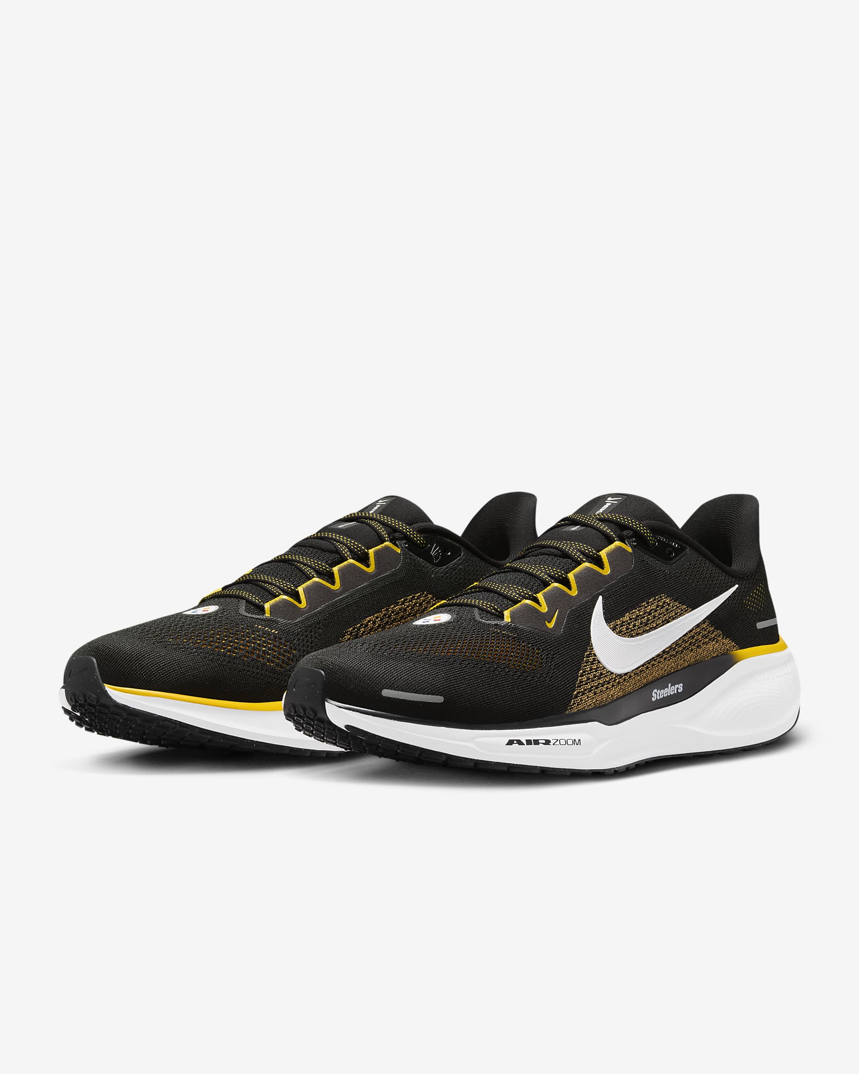 Nike Pegasus 41 NFL Pittsburgh Steelers Men's Road Running Shoes - Black/White/University Gold/White