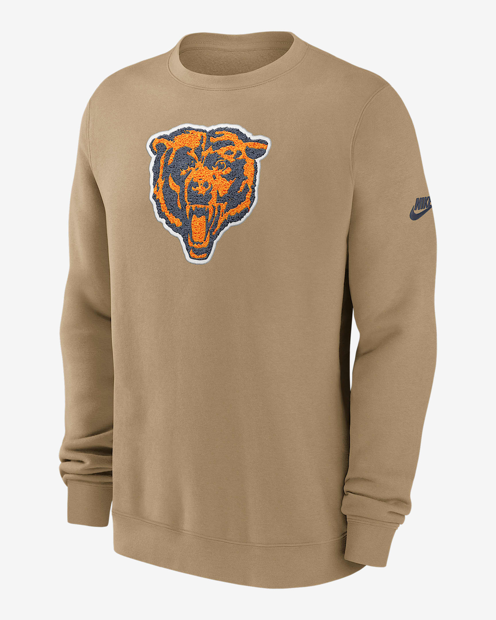 Sudadera de cuello redondo sin cierre Nike de la NFL para hombre Chicago Bears Swing Pass Rewind Club - Tostado/Beige