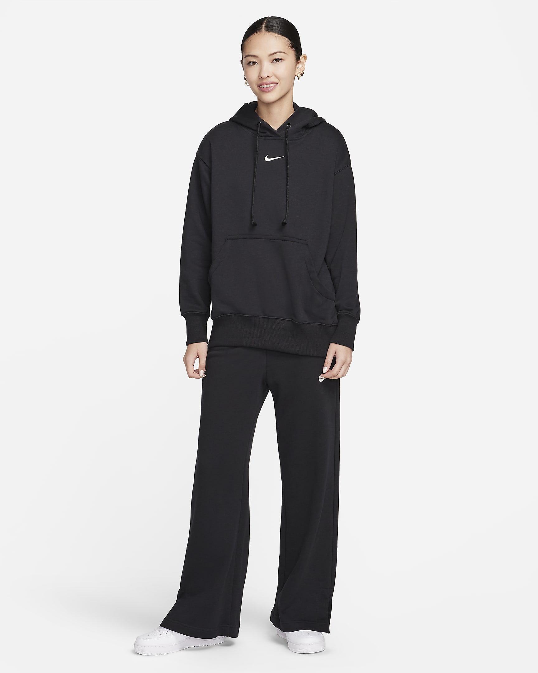 Nike Sportswear Phoenix Fleece Women's Oversized Sweatshirt French Terry Hoodie - Black/Sail