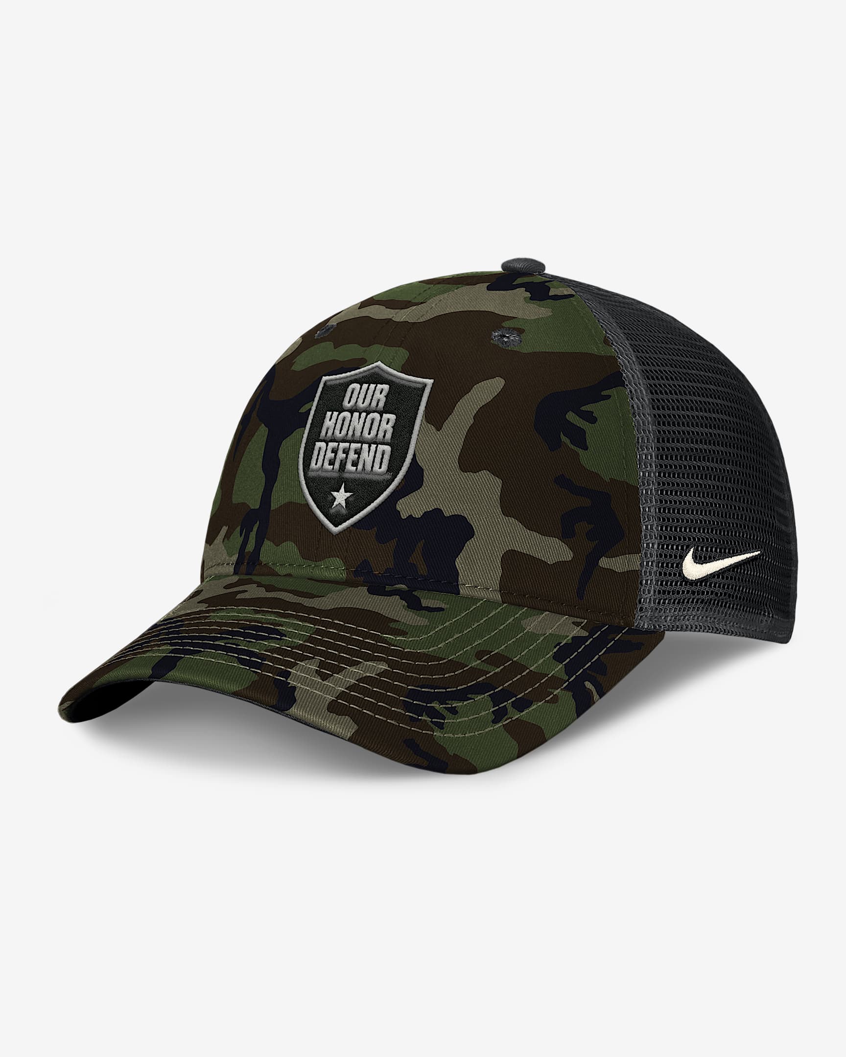 Ohio State 2025 Military Appreciation Rise Men's Nike College Trucker Adjustable Hat - Olive