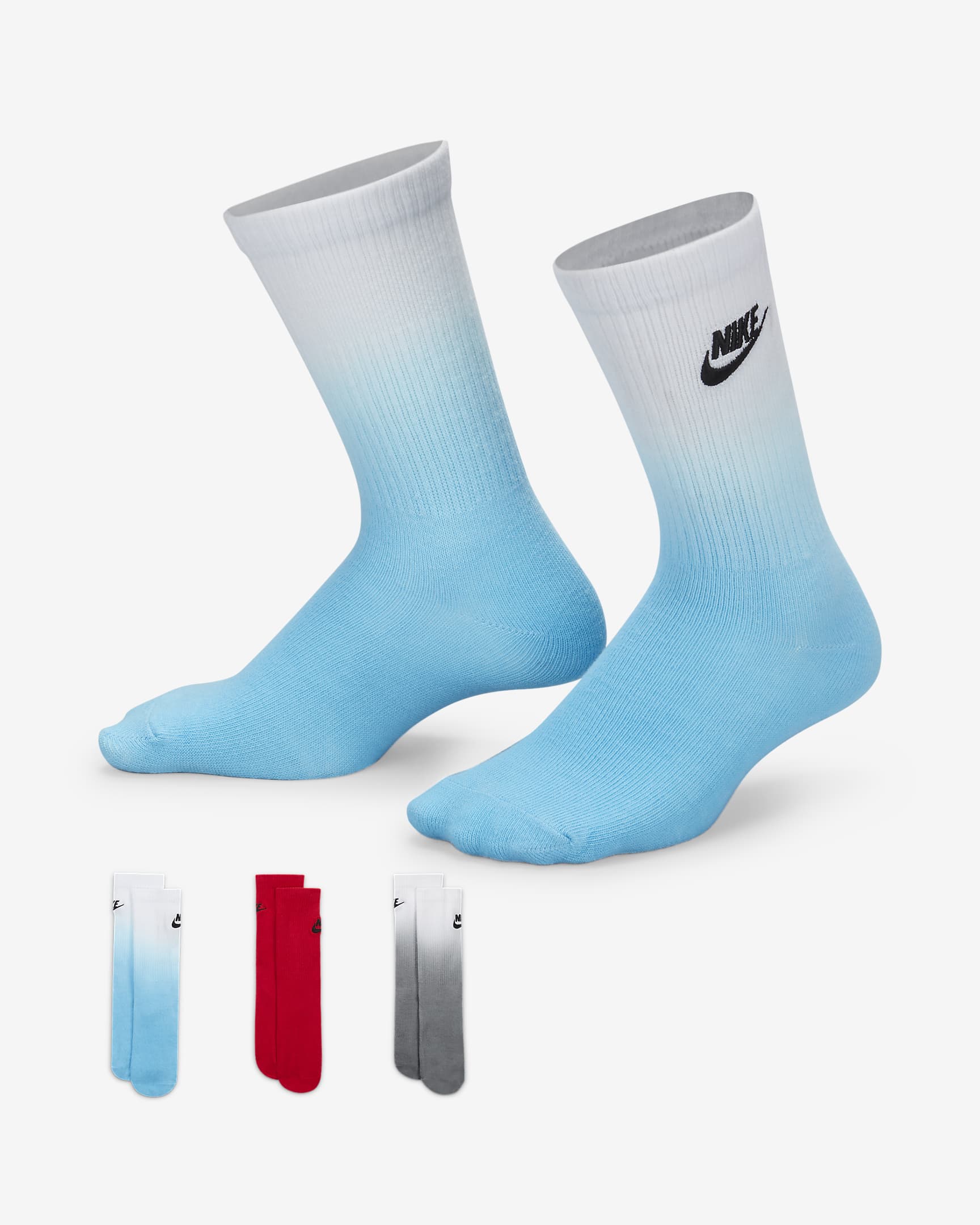 Calcetines largos para niños talla pequeña Nike (paquete de 3) - Azul báltico