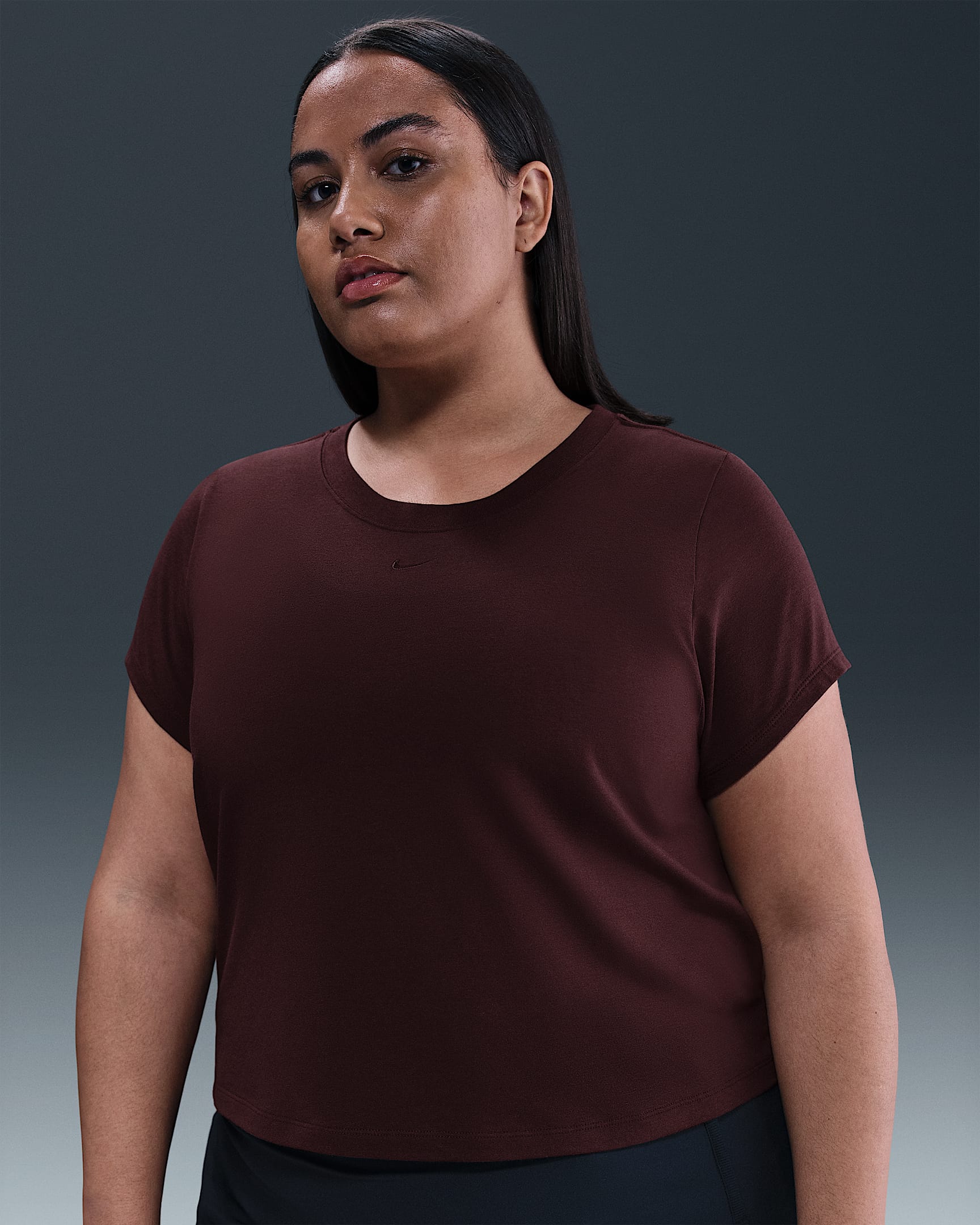 Nike Sportswear Chill Knit Women's Cropped T-Shirt (Plus Size) - Burgundy Crush