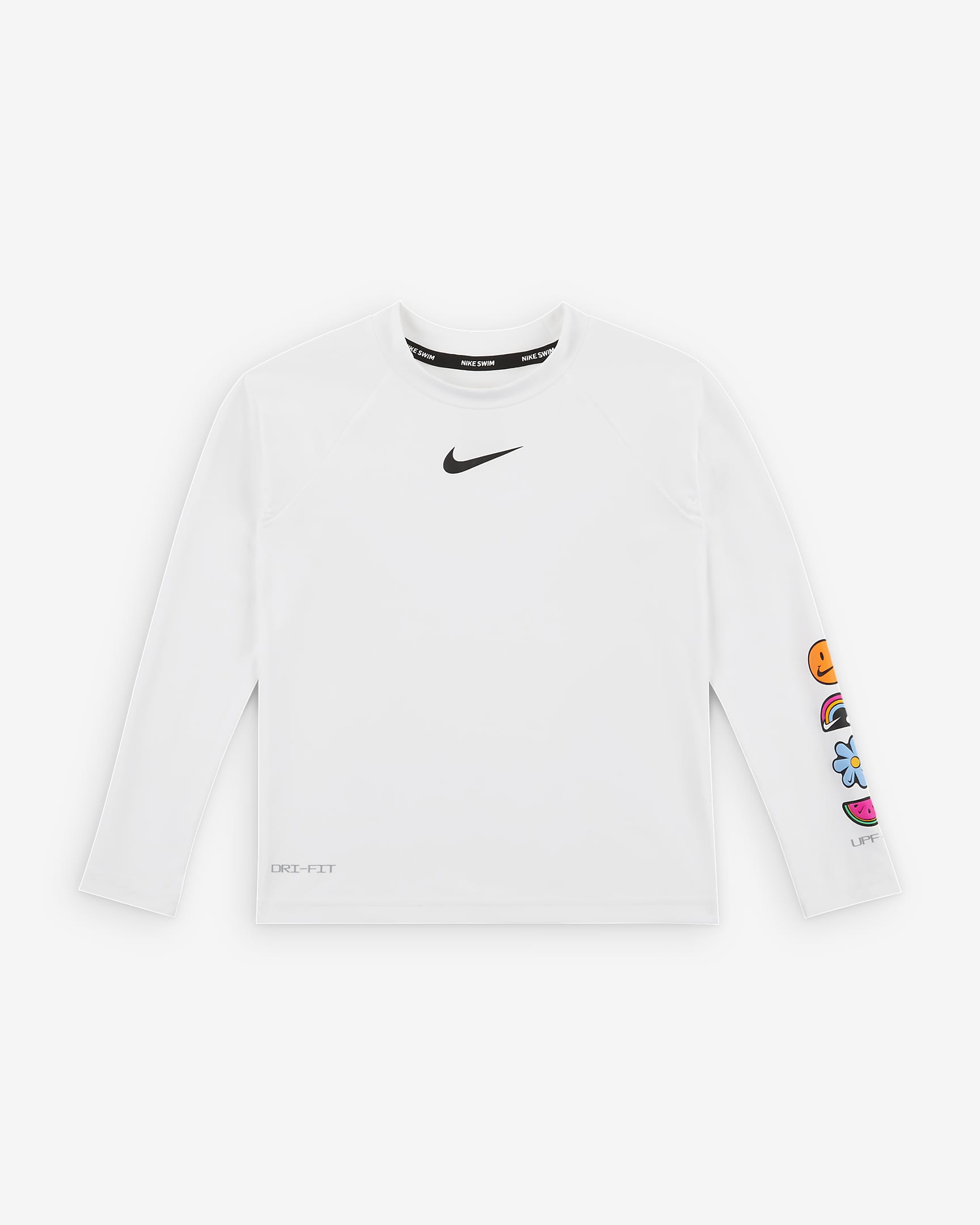 Playera Hydroguard de manga larga para niña talla pequeña Nike Swim Charms - Blanco