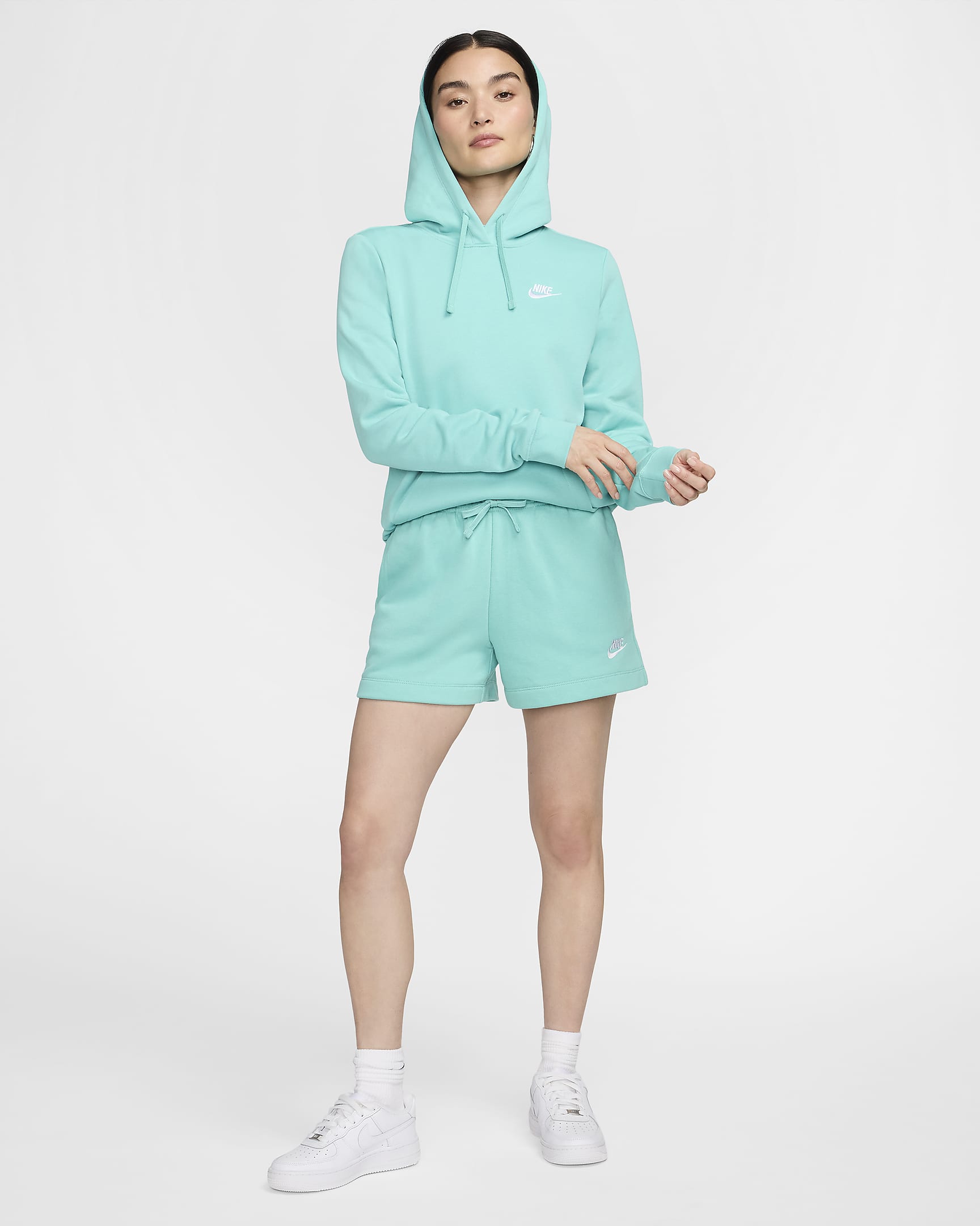 Sudadera con gorro sin cierre para mujer Nike Sportswear Club Fleece - Escarcha verde/Blanco