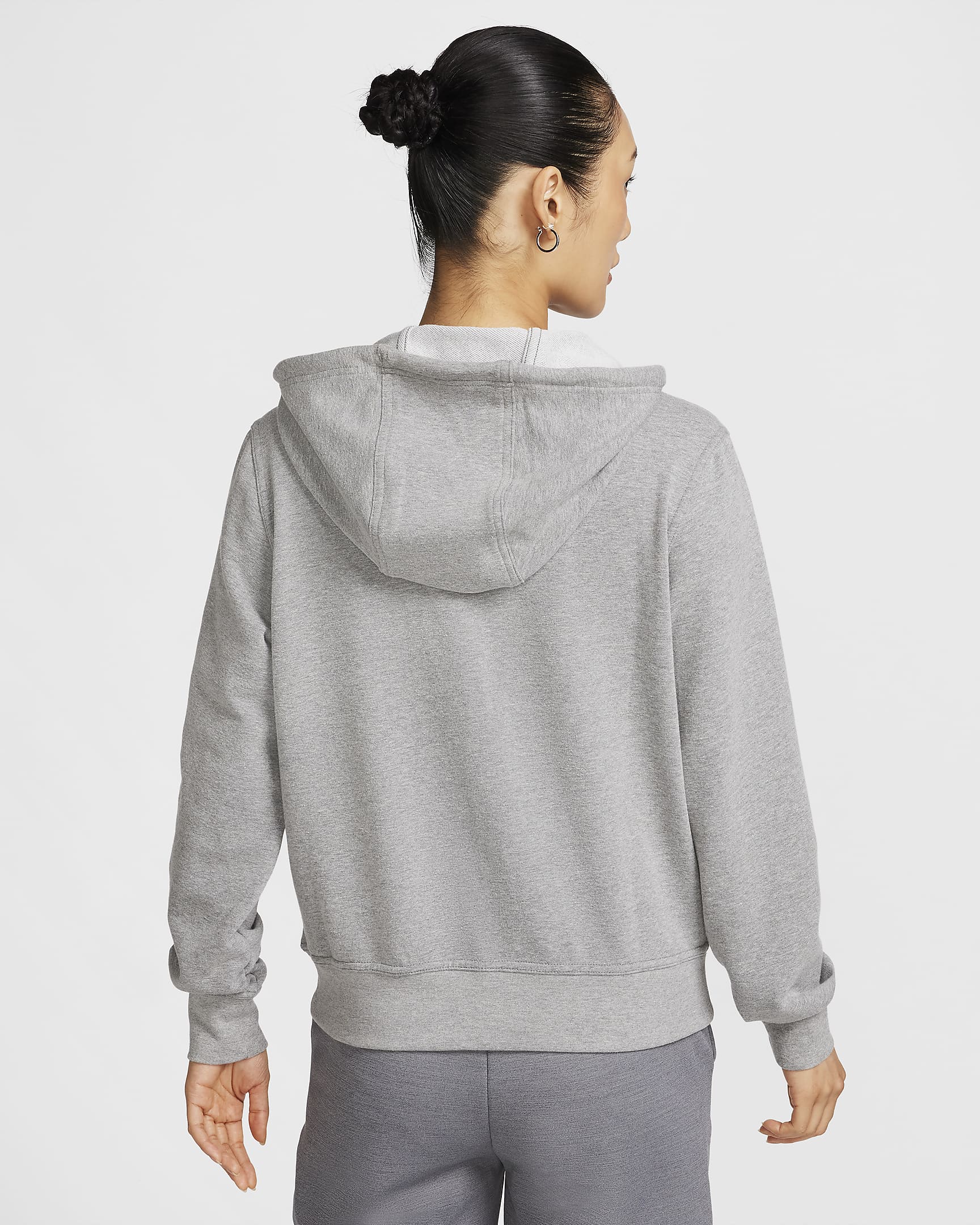 Nike Dri-FIT One Women's Full-Zip French Terry Hoodie - Carbon Heather/Black