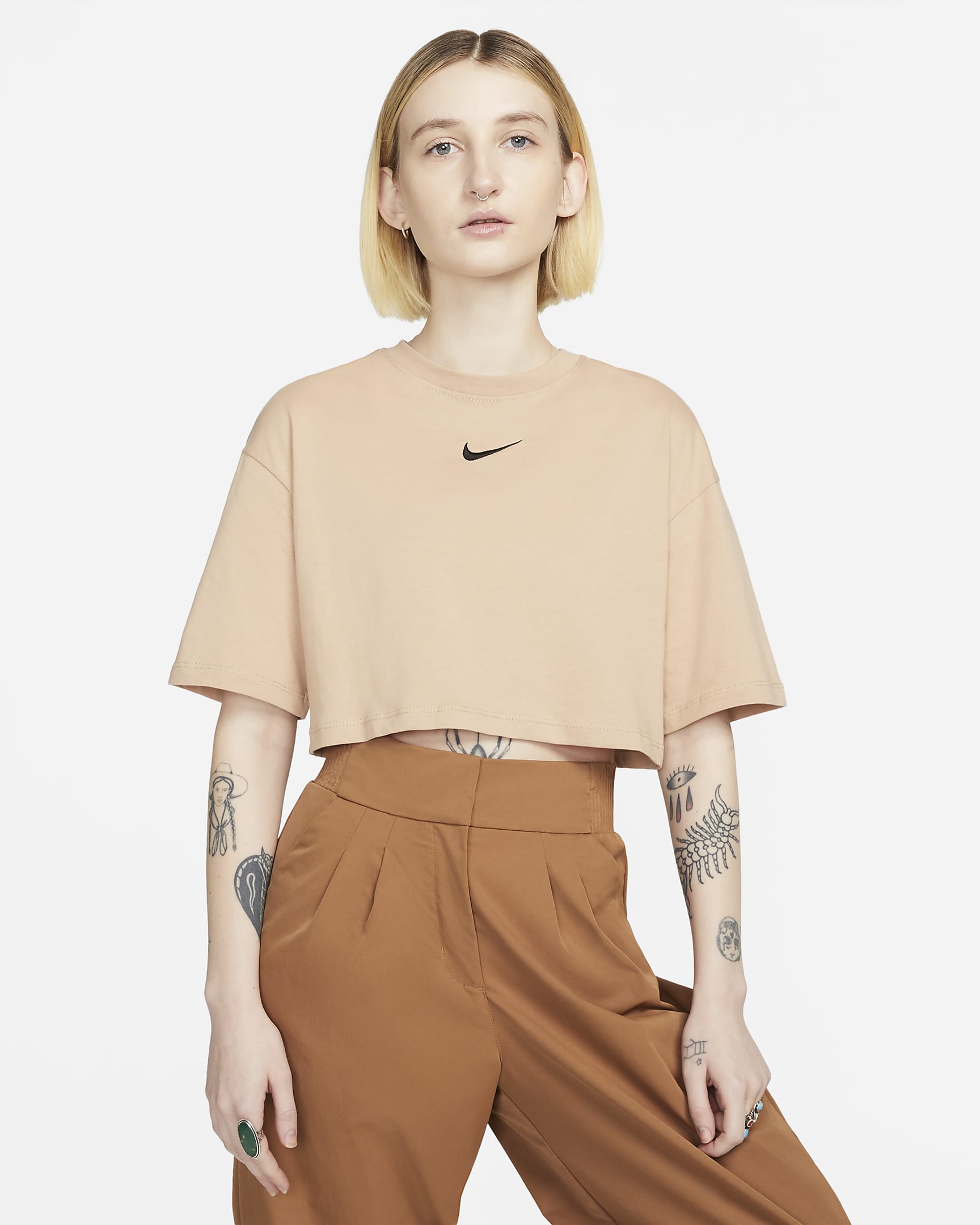 Nike Sportswear Women's Cropped T-Shirt - Hemp/Black