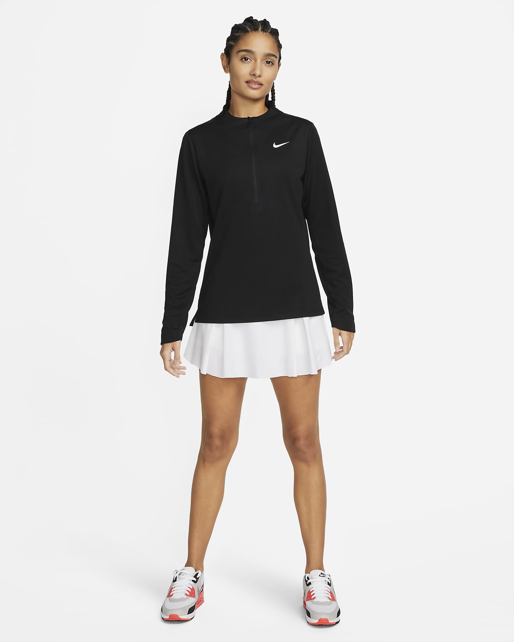 Nike Dri-FIT UV Advantage Damen-Oberteil mit Halbreißverschluss - Schwarz/Weiß