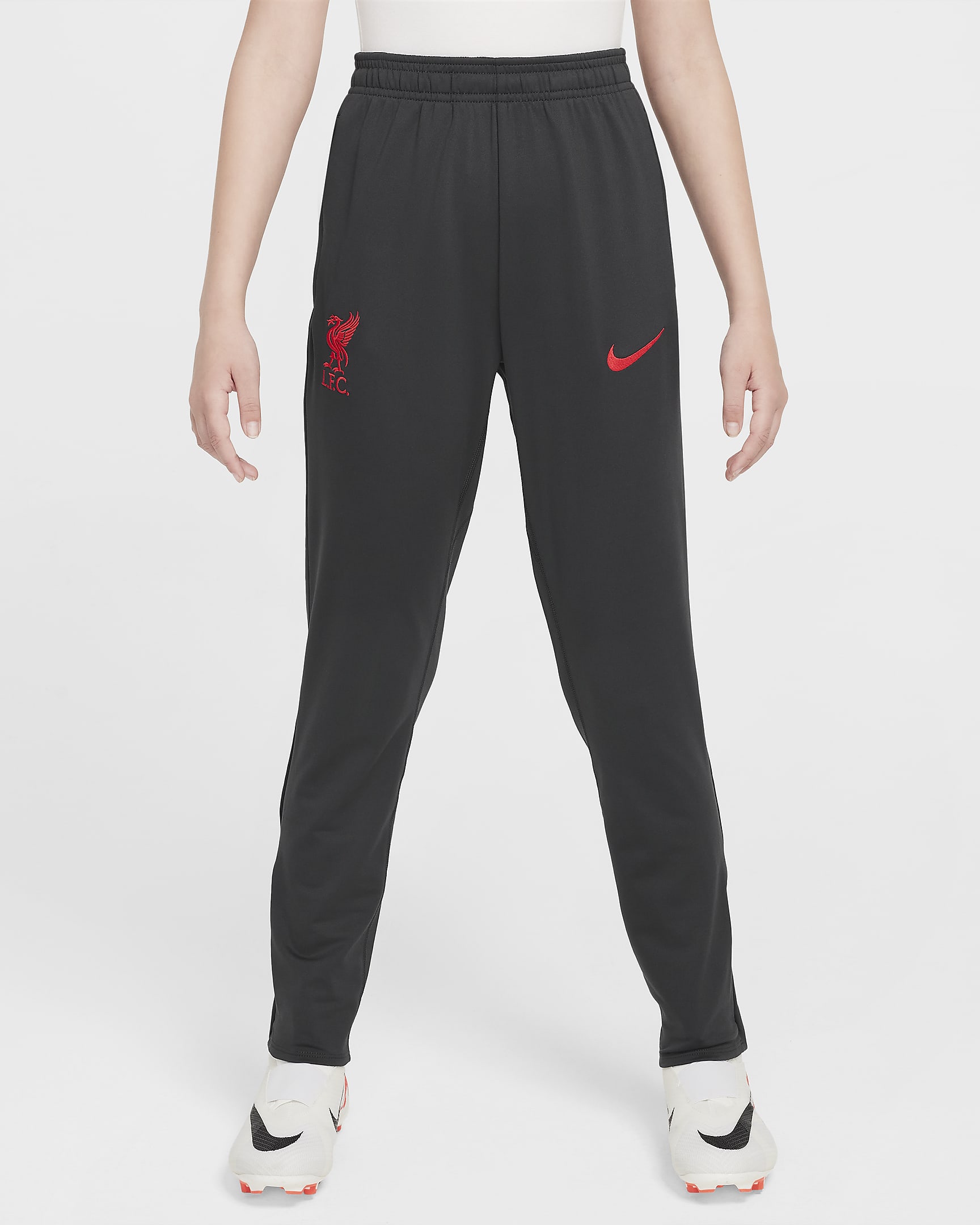 FC Liverpool Strike Third Nike Dri-FIT Fußballhose (ältere Kinder) - Dark Smoke Grey/Chrome Yellow/Global Red