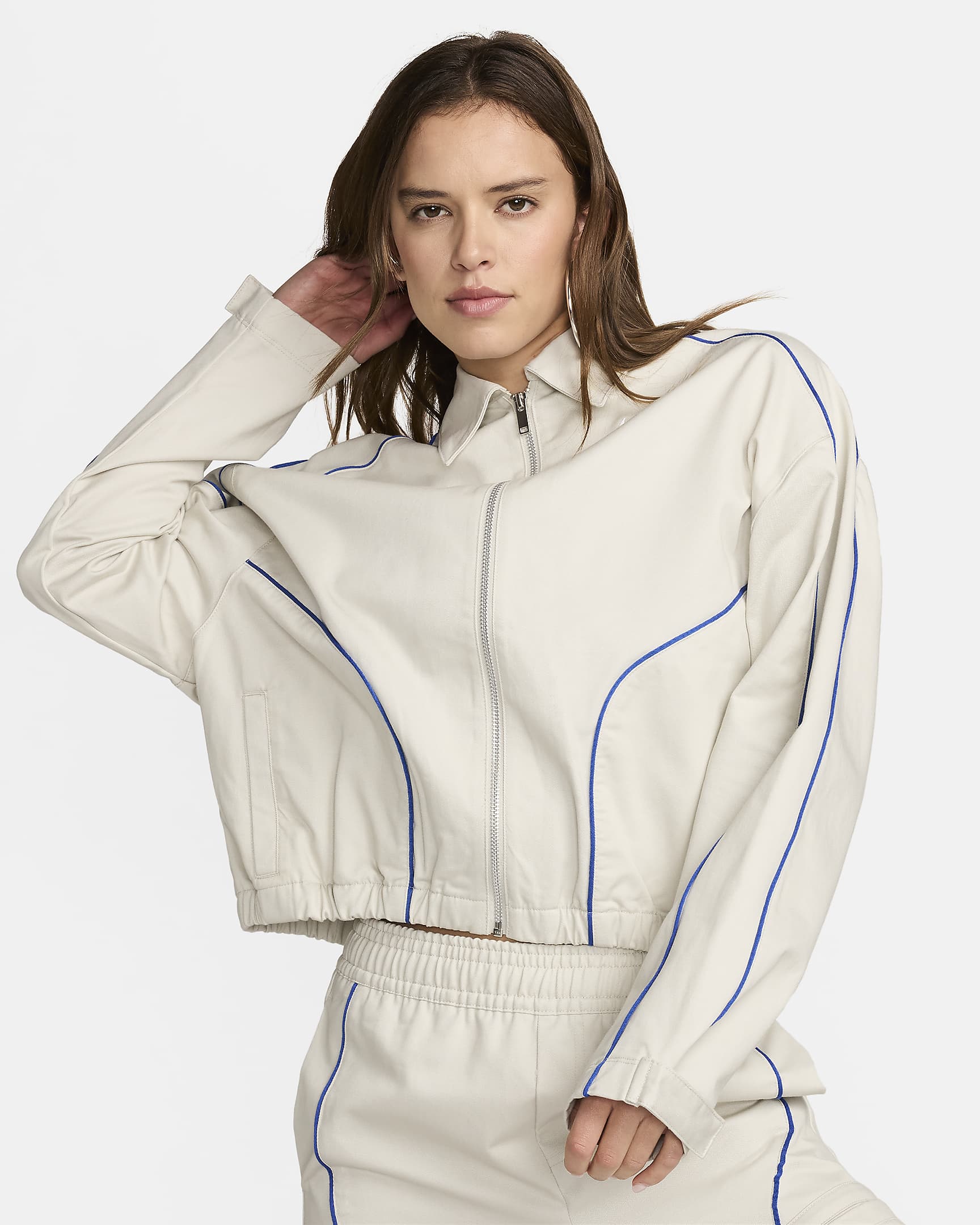 Nike Sportswear Women's Woven Jacket - Light Bone/Game Royal/White