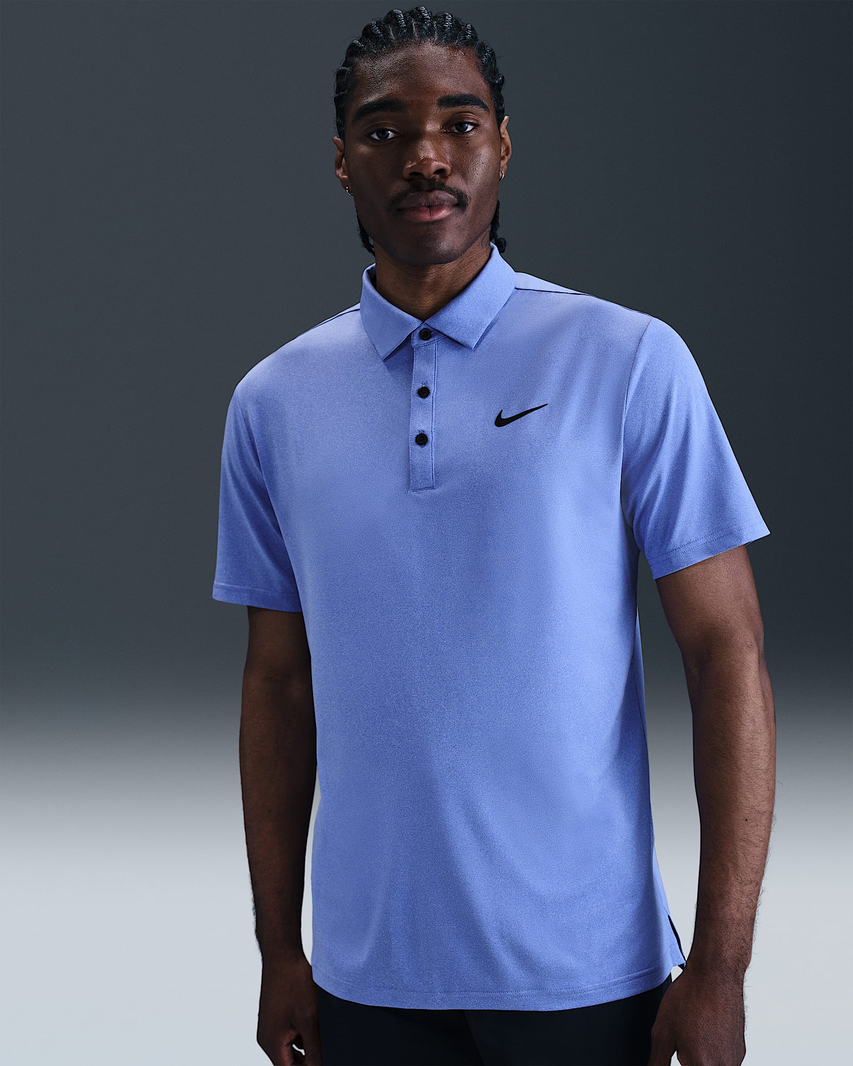 Nike Tour Men's Dri-FIT Heathered Golf Polo - Comet Blue/Black