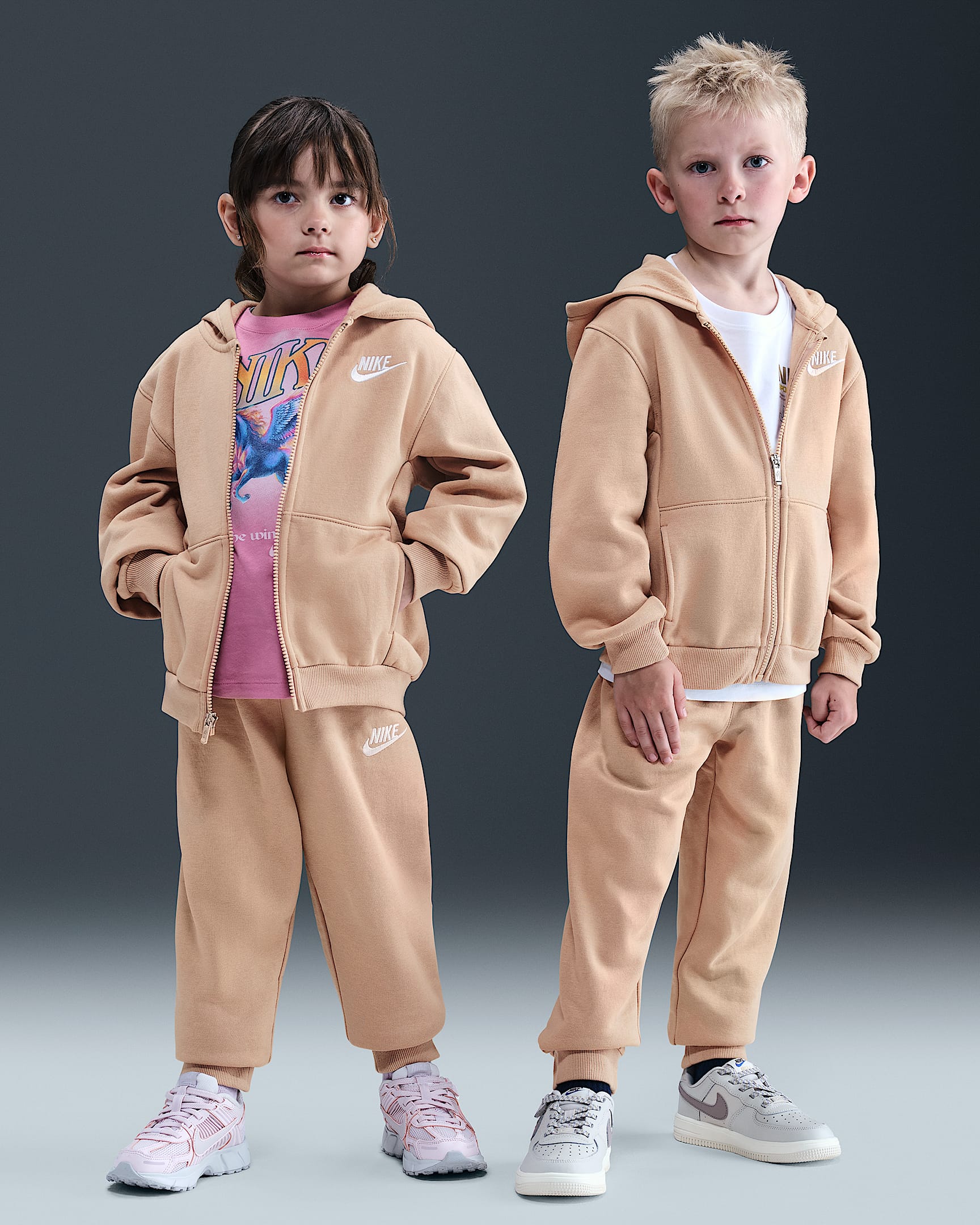 Nike Full-Zip Club Set Little Kids 2-Piece Hoodie Set - Hemp