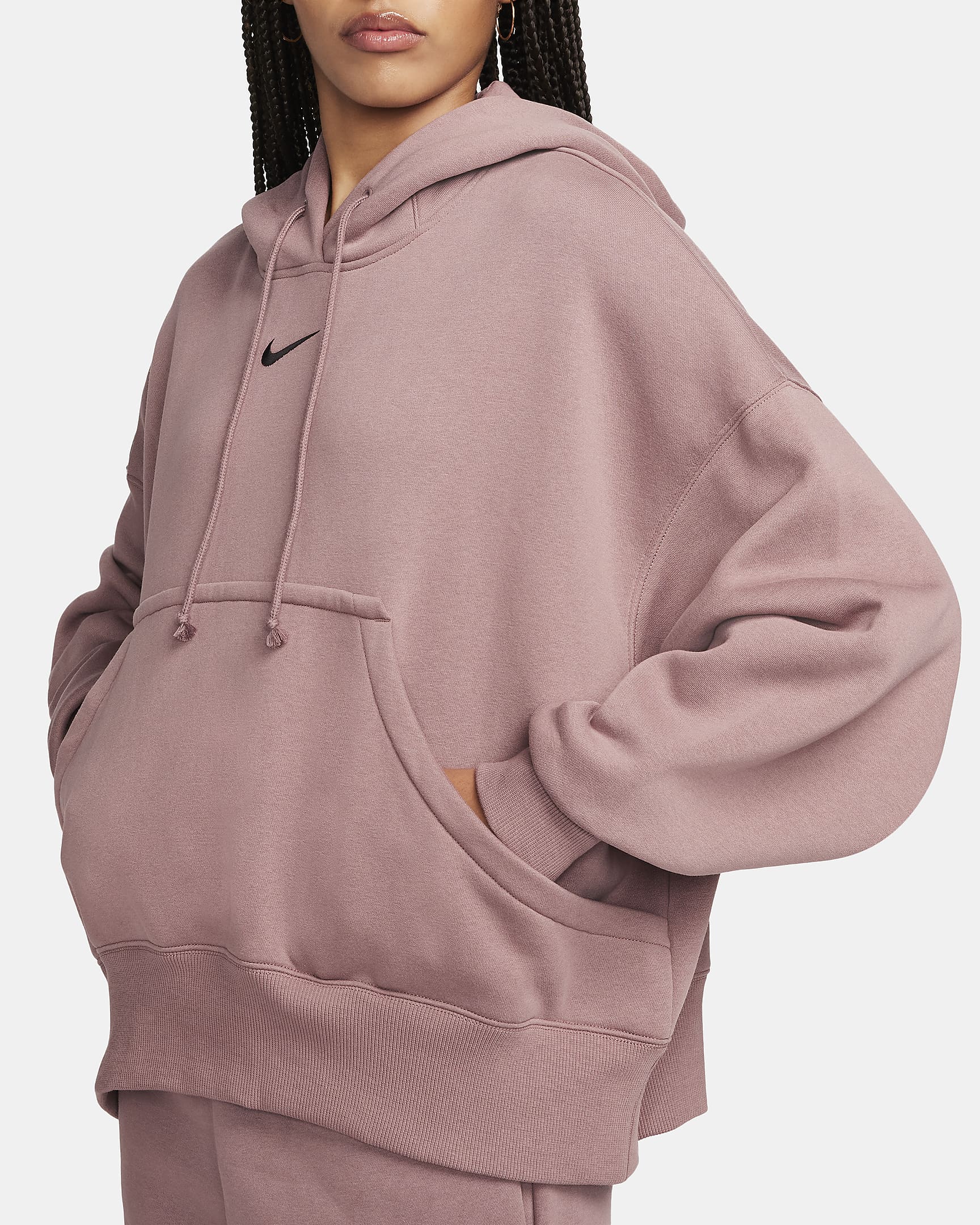 Nike Sportswear Phoenix Fleece Women's Over-Oversized Pullover Hoodie - Smokey Mauve/Black