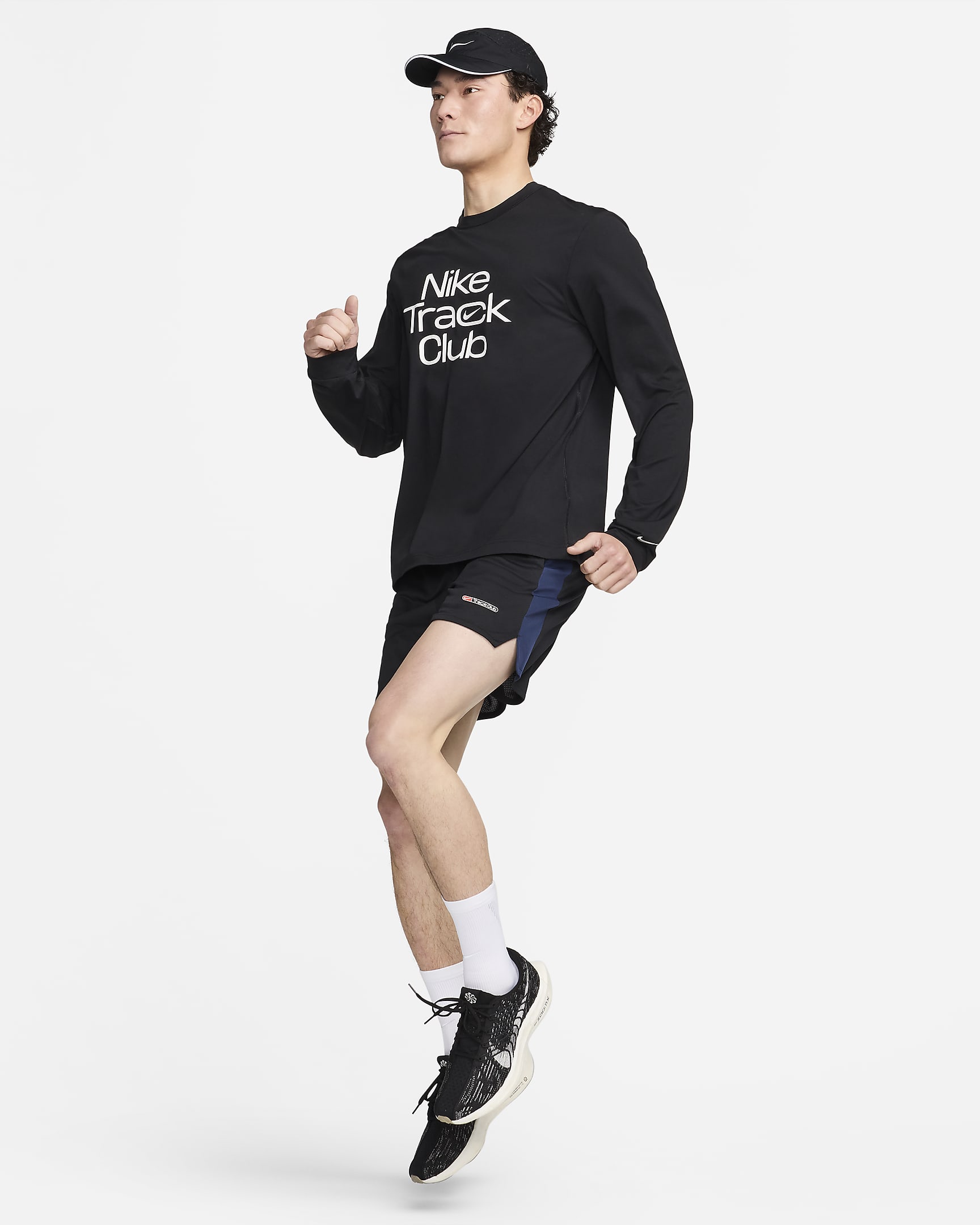 Nike Track Club 男款 Dri-FIT 5" 隱藏式內裡跑步短褲 - 黑色/Midnight Navy/Summit White