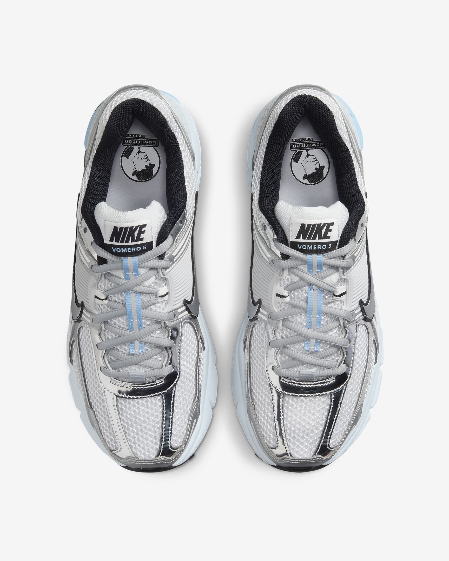 Tenis para mujer Nike Zoom Vomero 5 - Blanco/Platino puro/Tinte azul/Plata metalizado