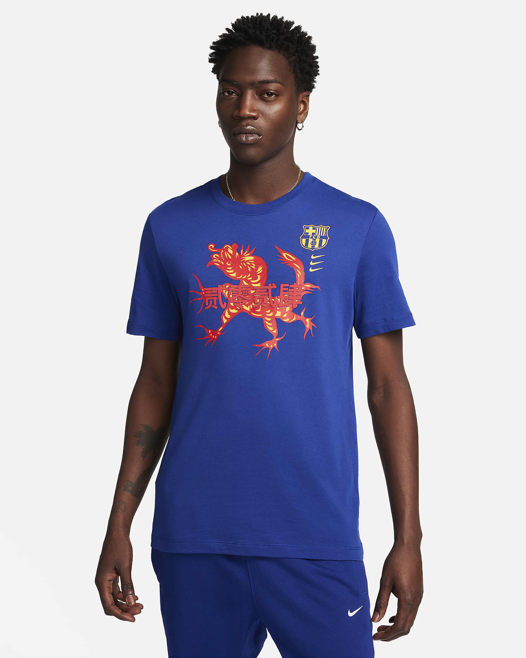 F.C. Barcelona Men's Nike Football T-Shirt - Deep Royal Blue/University Gold