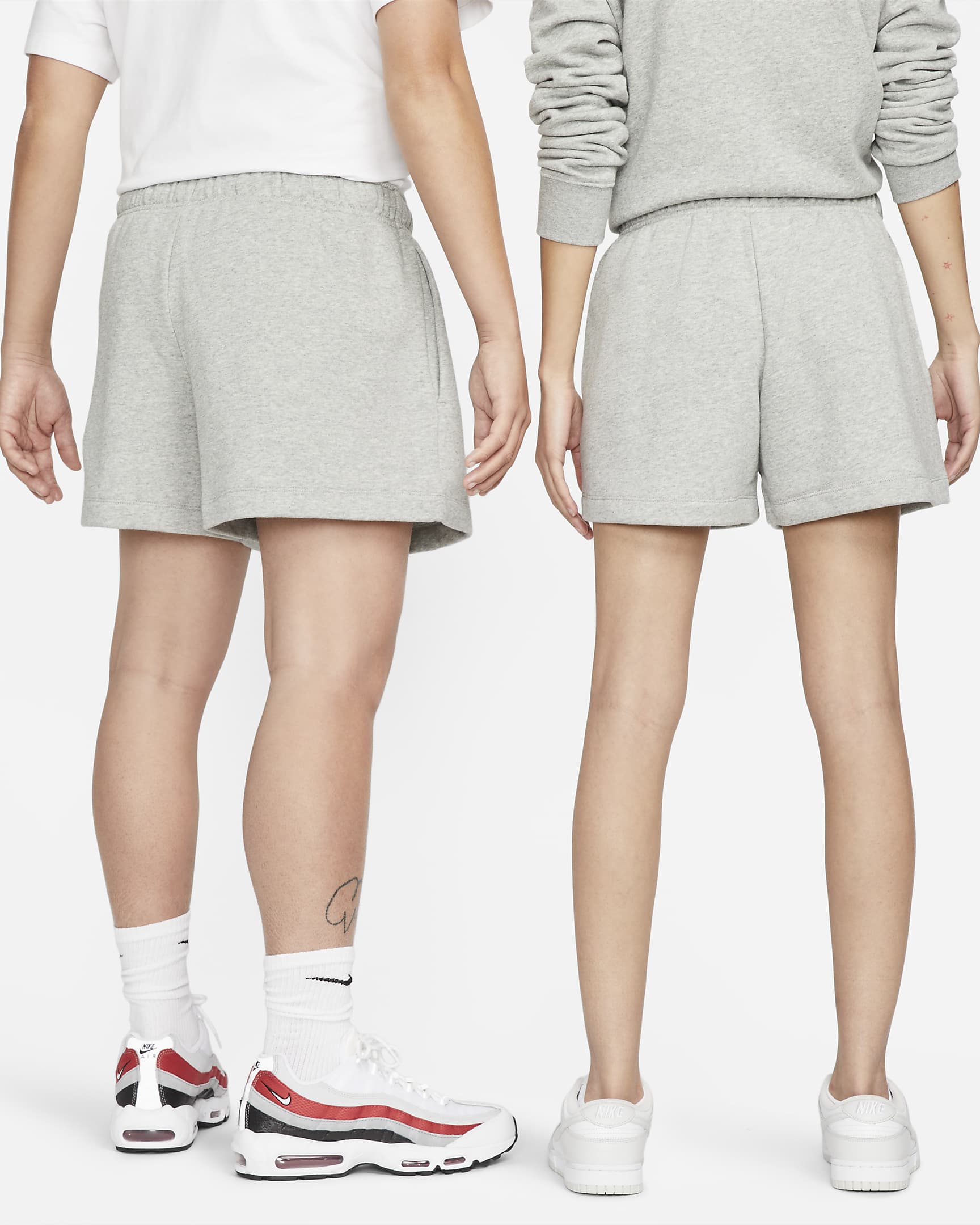 Nike Sportswear Club Fleece Women's Mid-Rise Shorts - Dark Grey Heather/White