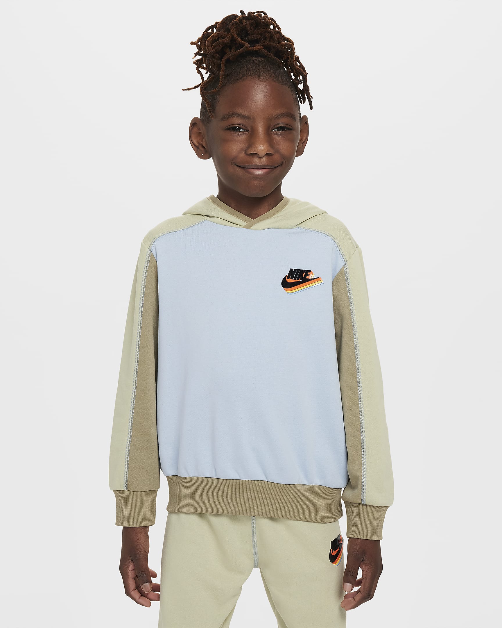 Conjunto de sudaderas sin cierre para niños talla pequeña Nike Sportswear Reimagine - Aura oliva