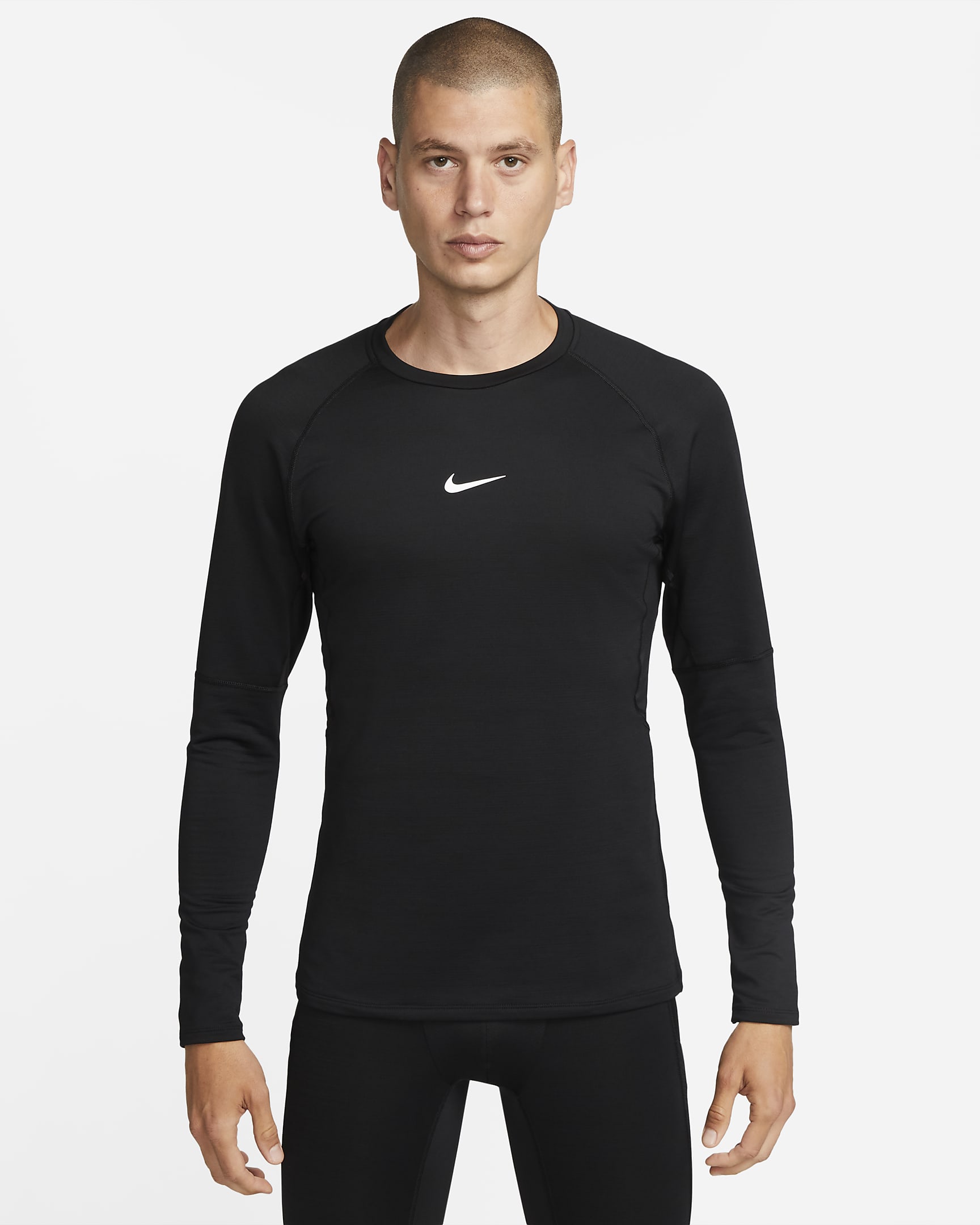 Nike Pro Warm Herentop met lange mouwen - Zwart/Wit