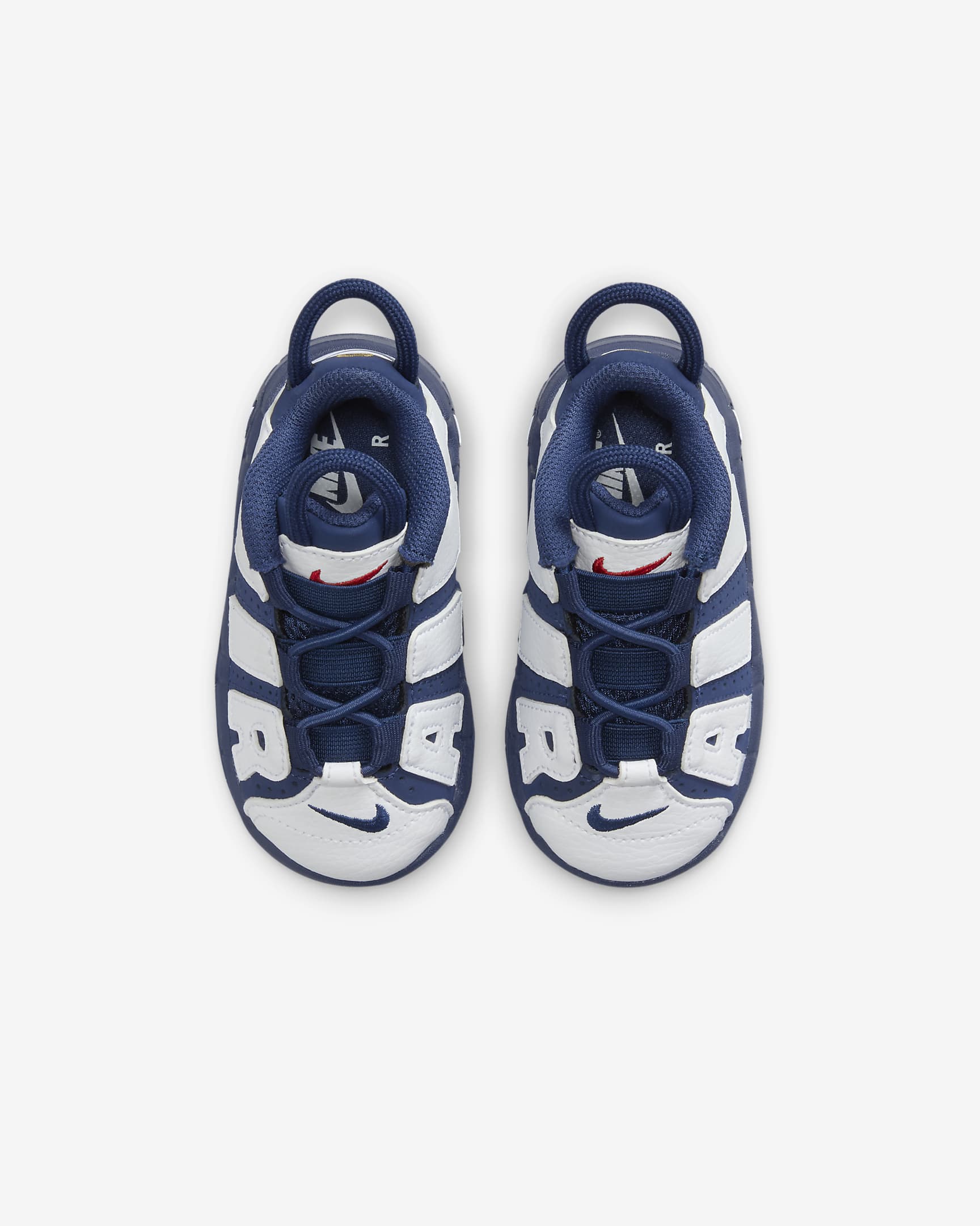 Nike Air More Uptempo Schuh für Babys und Kleinkinder - Weiß/Metallic Gold/University Red/Midnight Navy