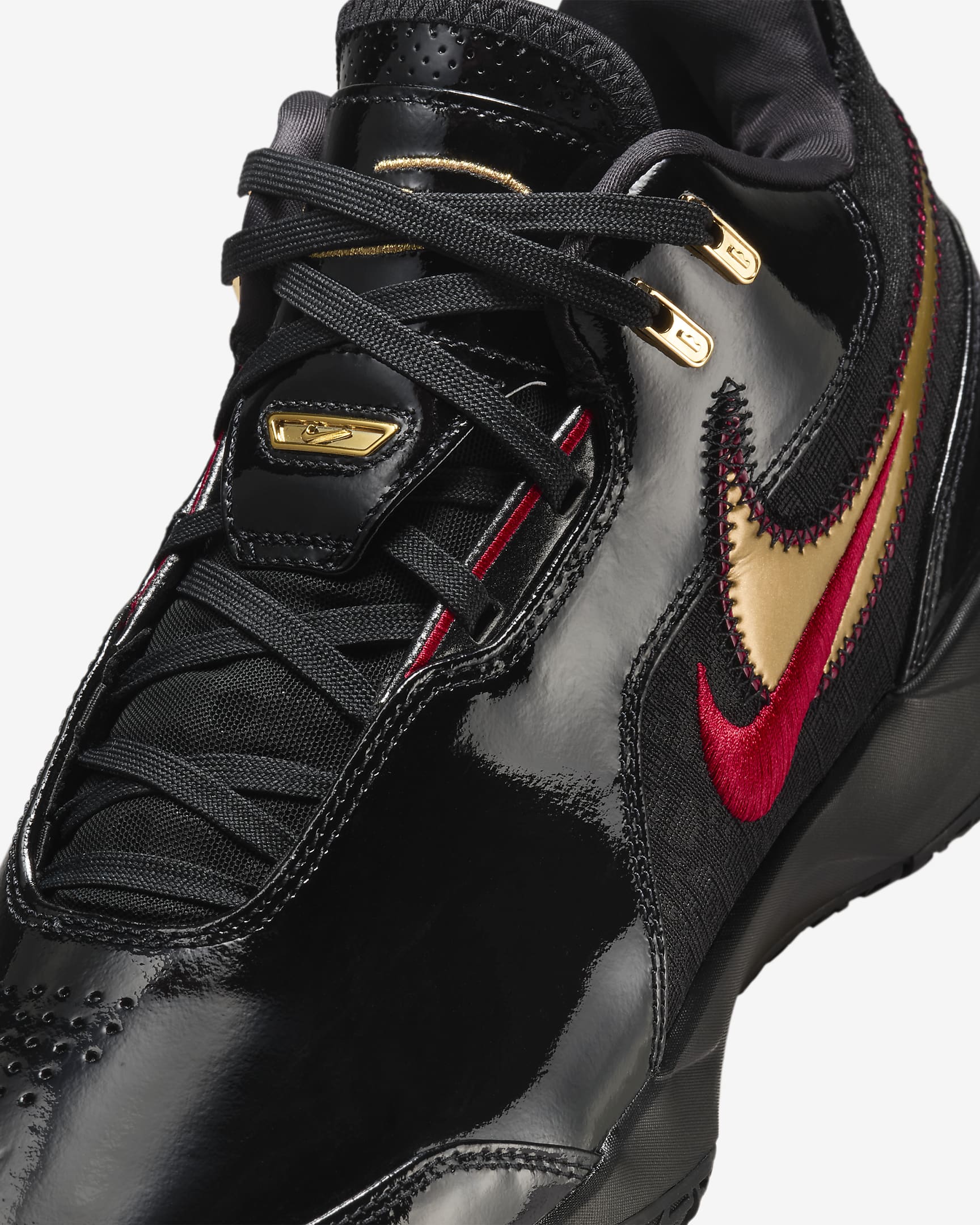 LeBron NXXT Gen AMPD Basketball Shoes - Black/University Red/Metallic Gold