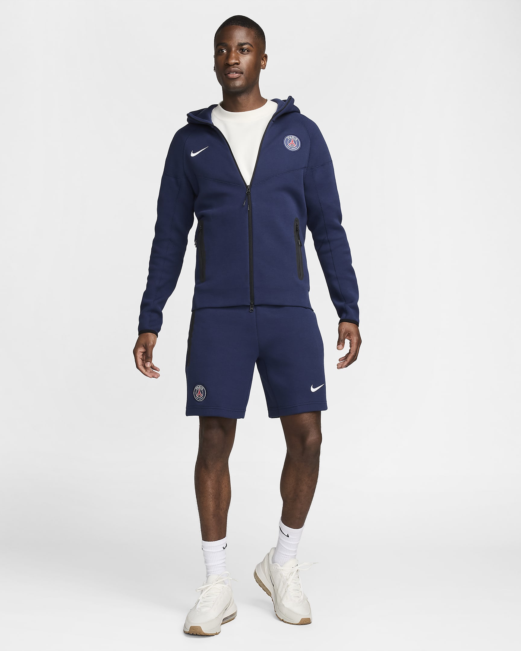 Paris Saint-Germain Tech Fleece Windrunner Men's Nike Football Full-Zip Hoodie - Midnight Navy/White