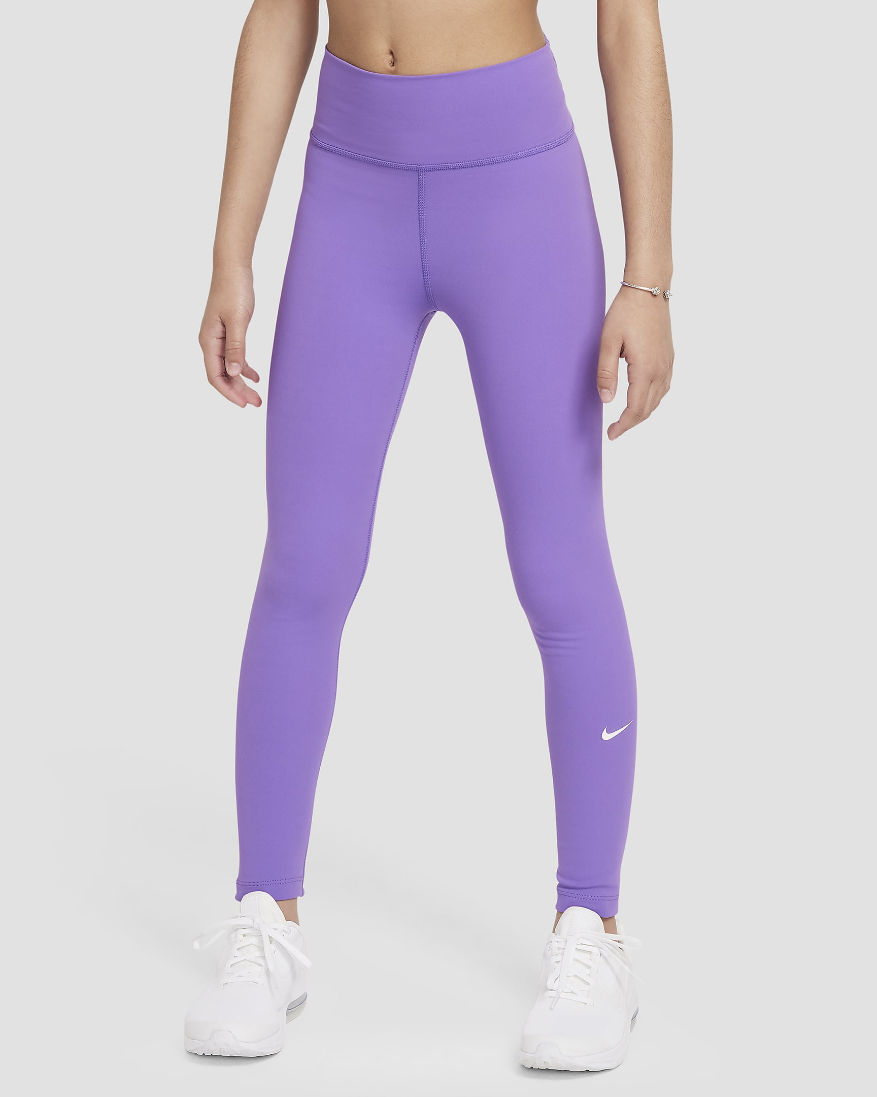 Nike One Big Kids' (Girls') Dri-FIT High-Waisted Leggings - Black Raspberry/White