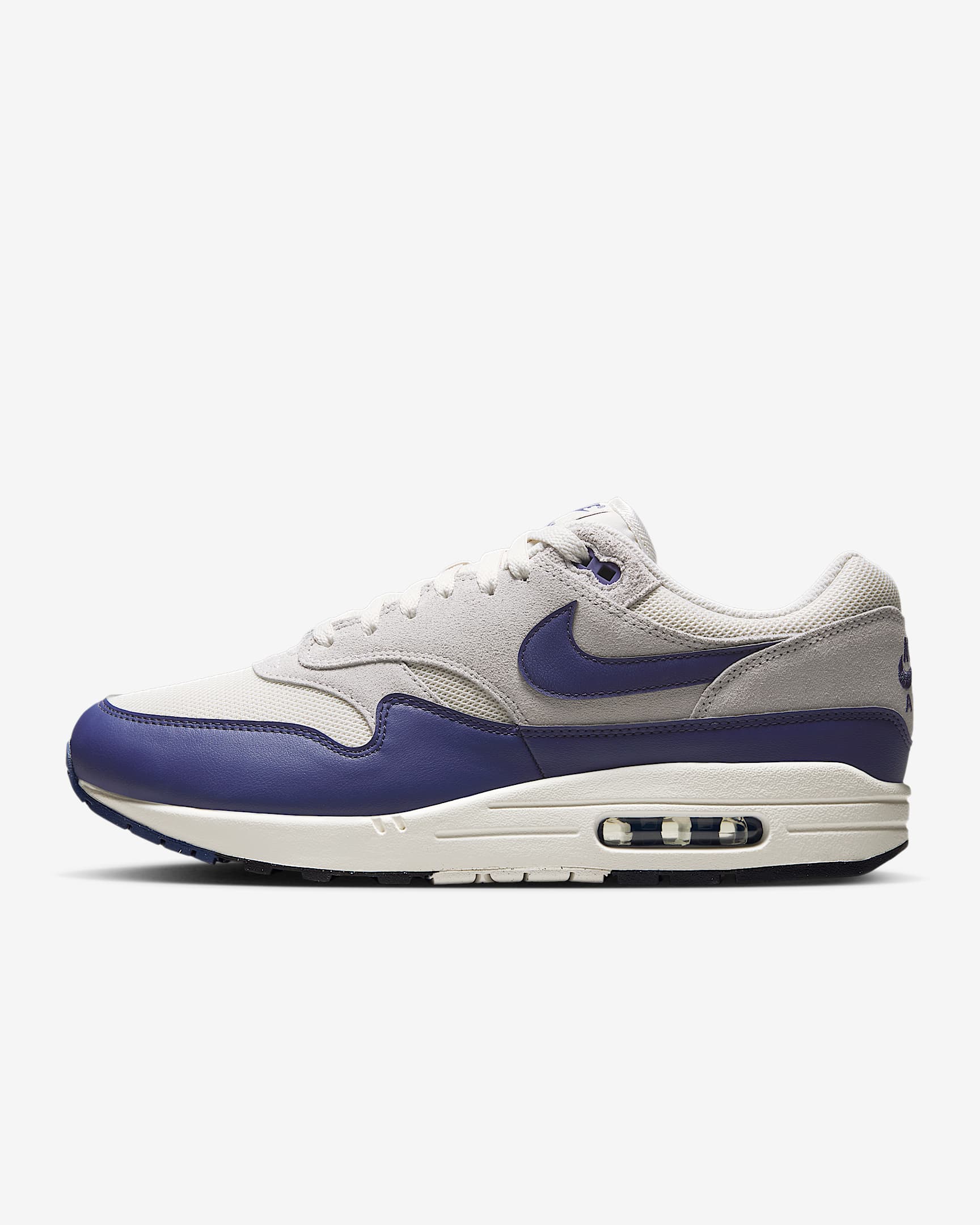 Sapatilhas Nike Air Max 1 Essential para homem - Phantom/Cinzento Vast/Preto/Roxo Sanded