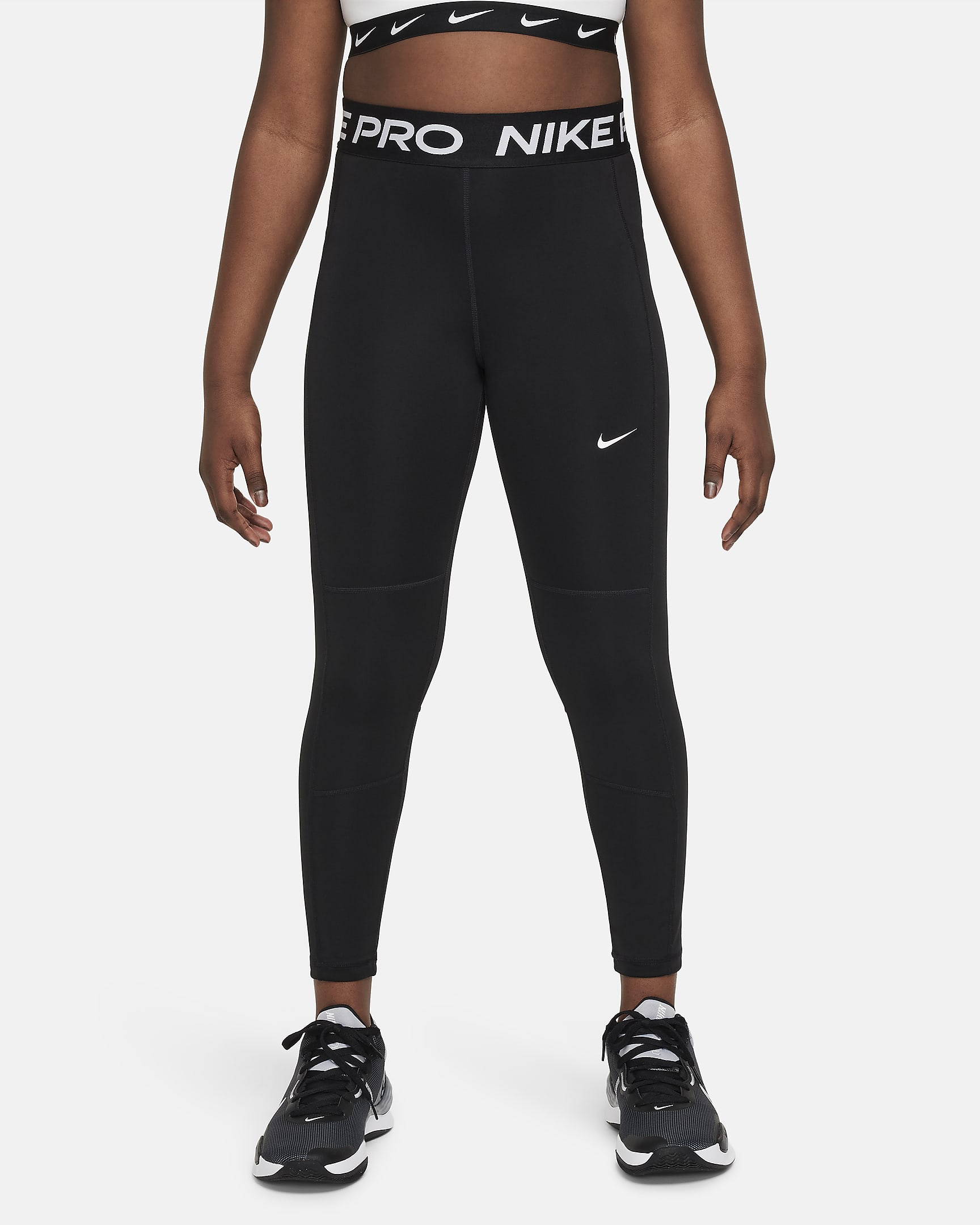 Leggings Dri-FIT para niña (talla amplia) Nike Pro Leak Protection: Period - Negro/Blanco