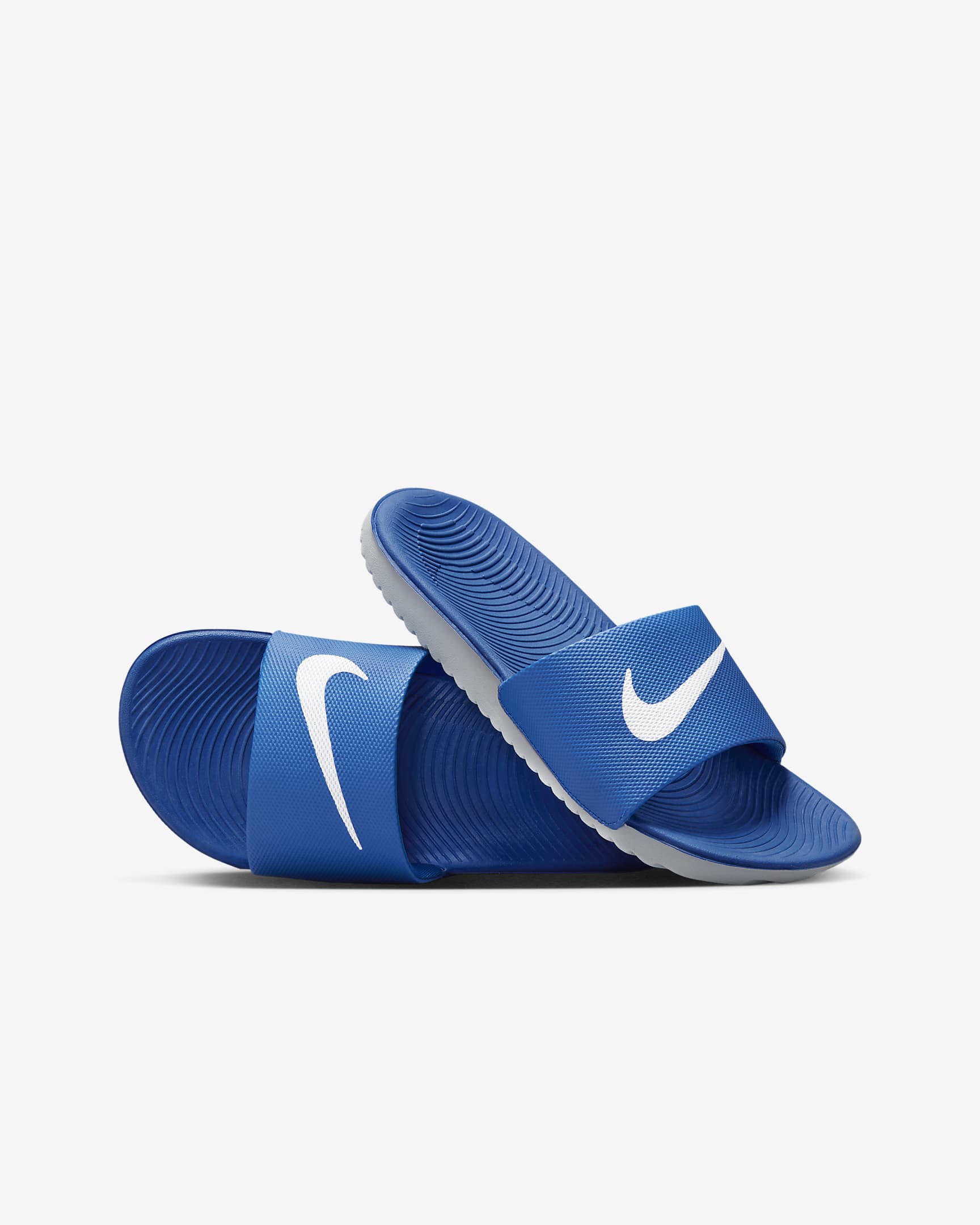 Claquette Nike Kawa pour enfant/ado - Hyper Cobalt/Blanc