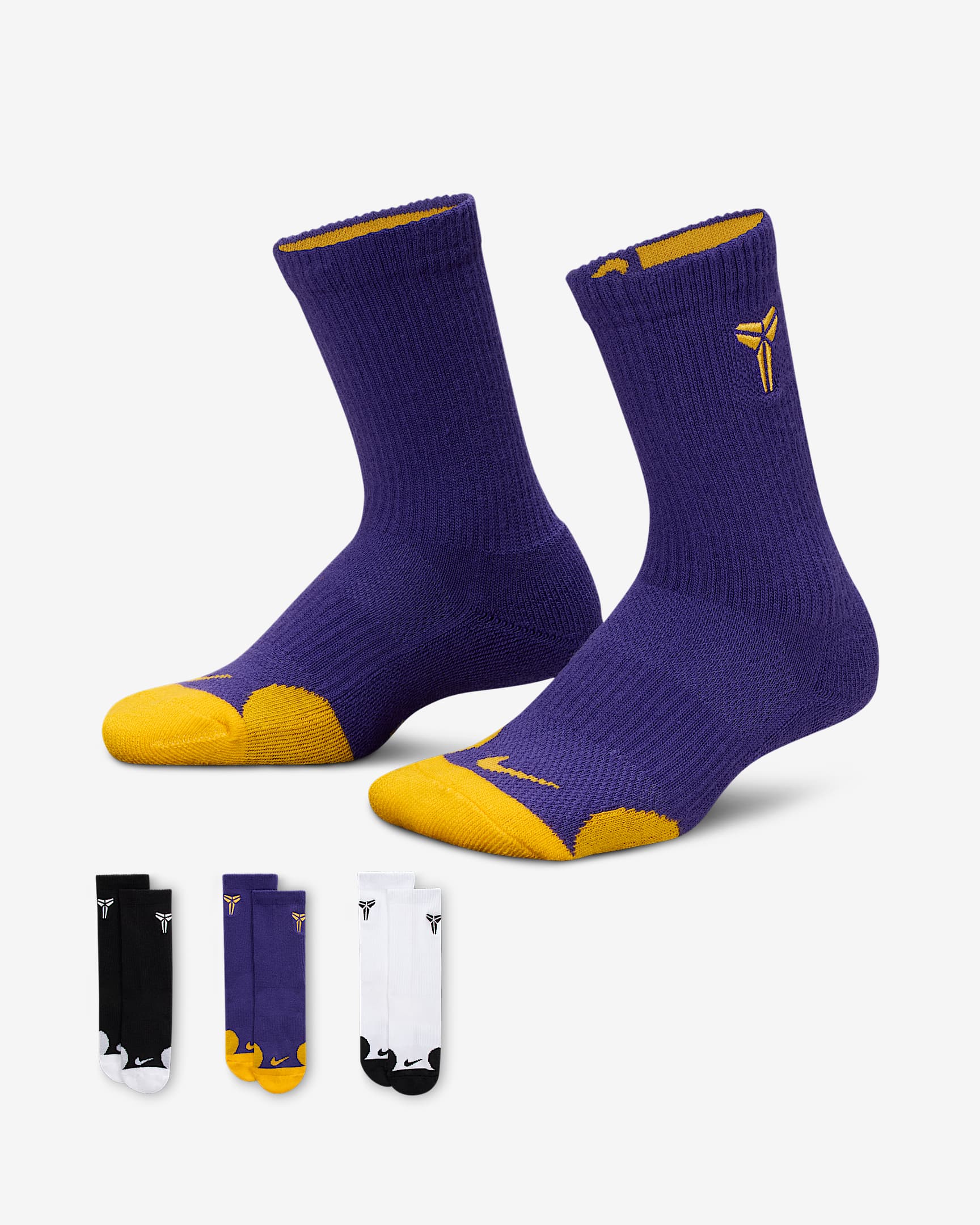 Calcetines largos para niños talla pequeña Kobe Dri-FIT - Morado