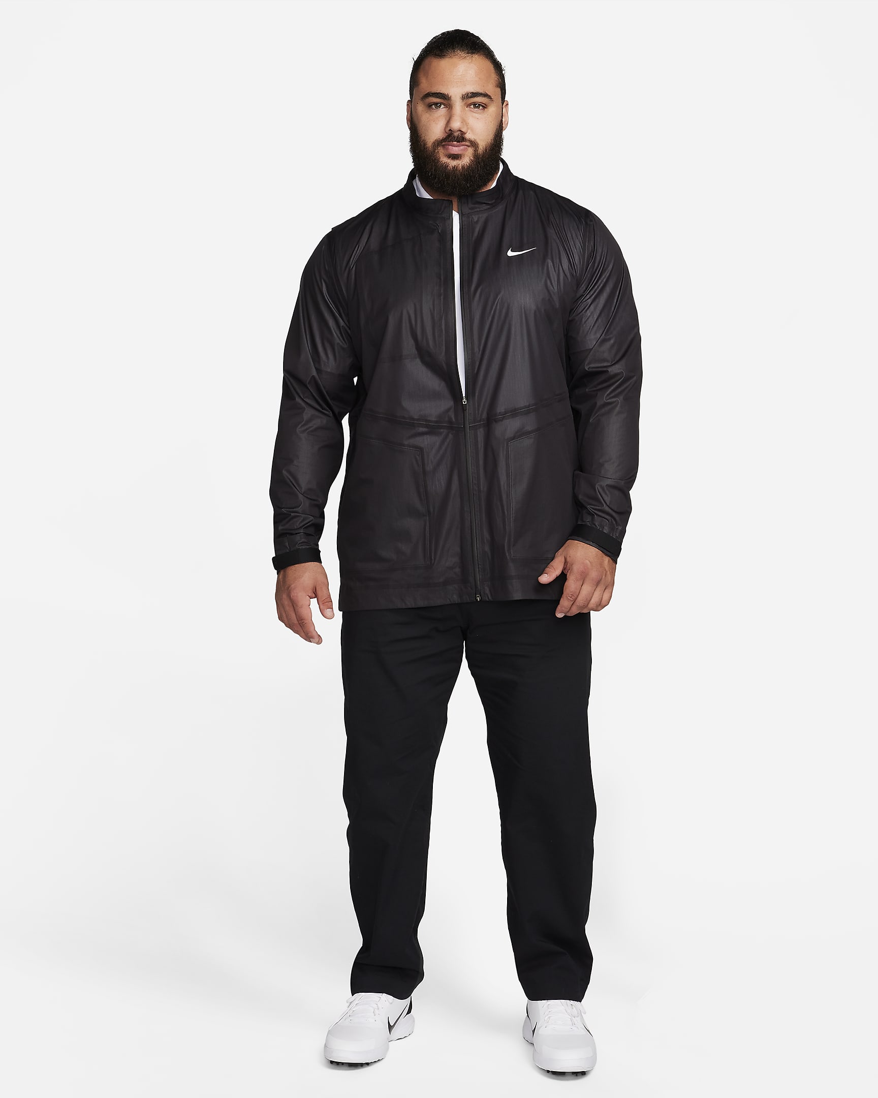 Nike Storm-FIT ADV Herren-Golfjacke mit durchgehendem Reißverschluss - Schwarz/Schwarz/Anthracite/Weiß