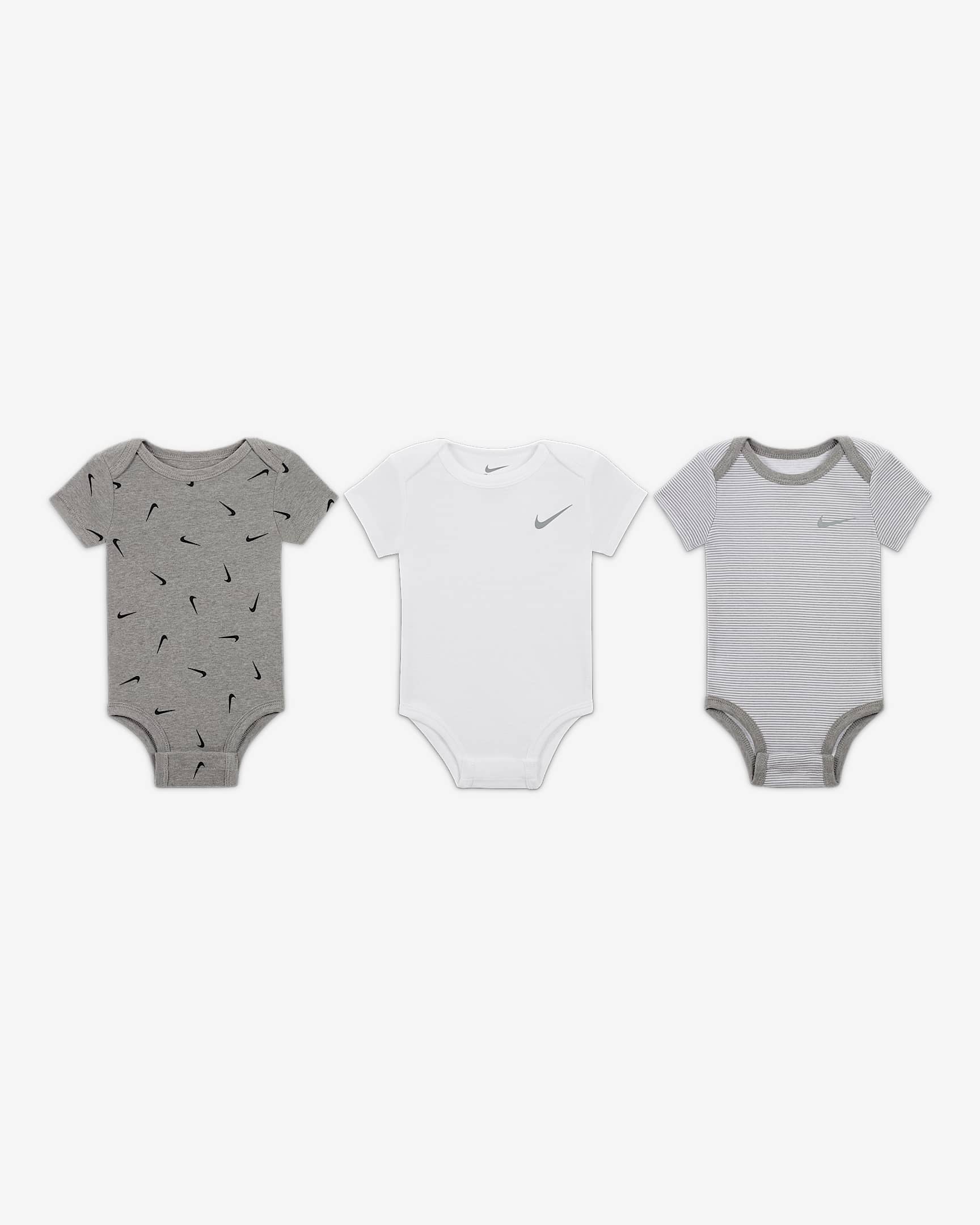 Nike E1D1 Baby (0-9M) Mix and Match Bodysuits (3-Pack) - Dark Grey Heather