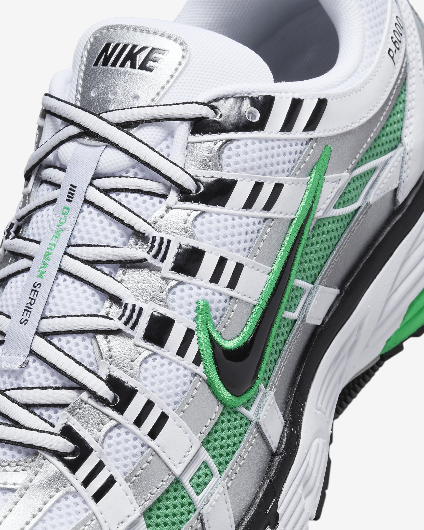 Nike P-6000 Shoes - White/Metallic Silver/Spring Green/Black