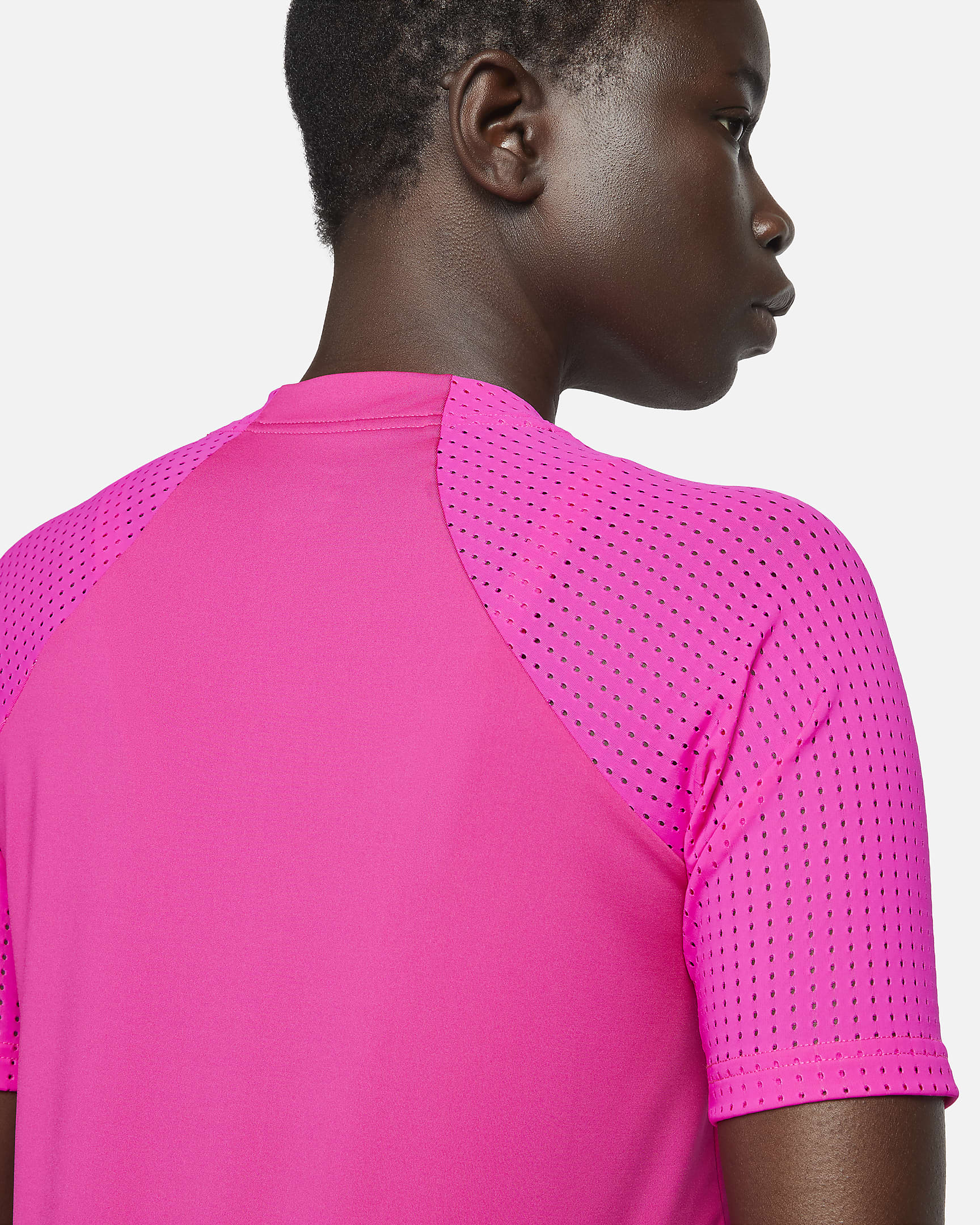 Nike Women's Sport Mesh Short Sleeve Zip Hydroguard - Pink Prime